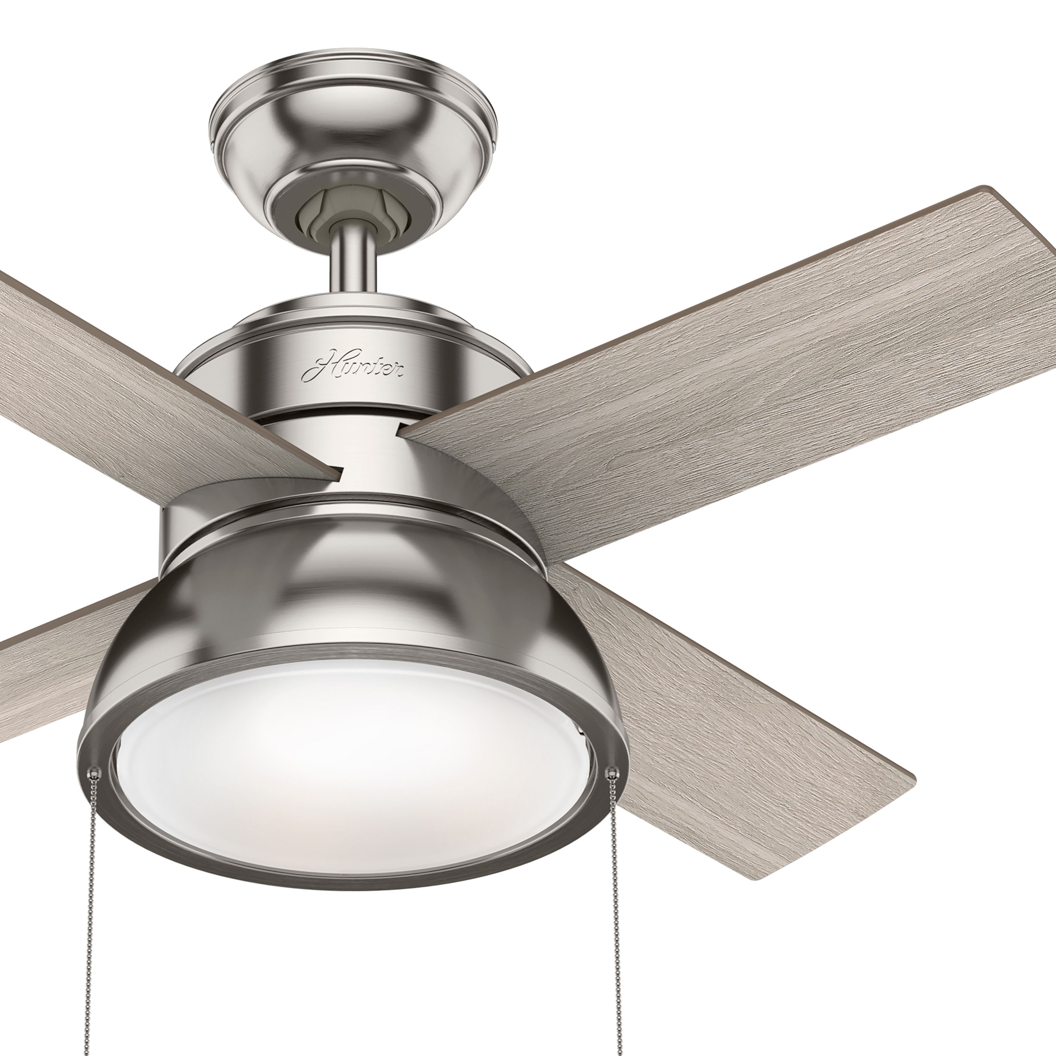Hunter Fan 36 in Contemporary Brushed Nickel Ceiling Fan w Light and Pull Chain (Certified Refurbished)