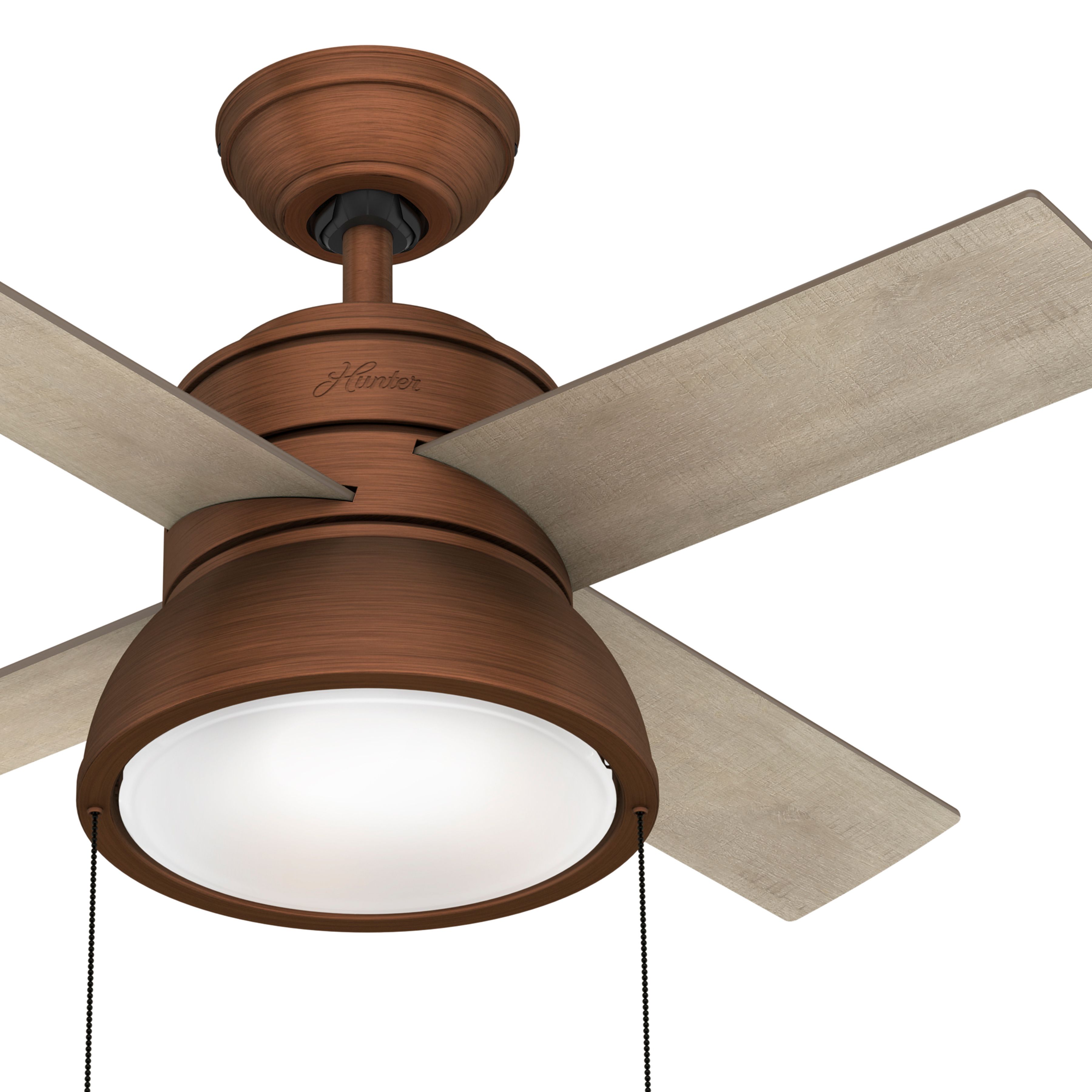 Hunter Fan 36 in Contemporary Weathered Copper Indoor Ceiling Fan with Light Kit (Certified Refurbished)
