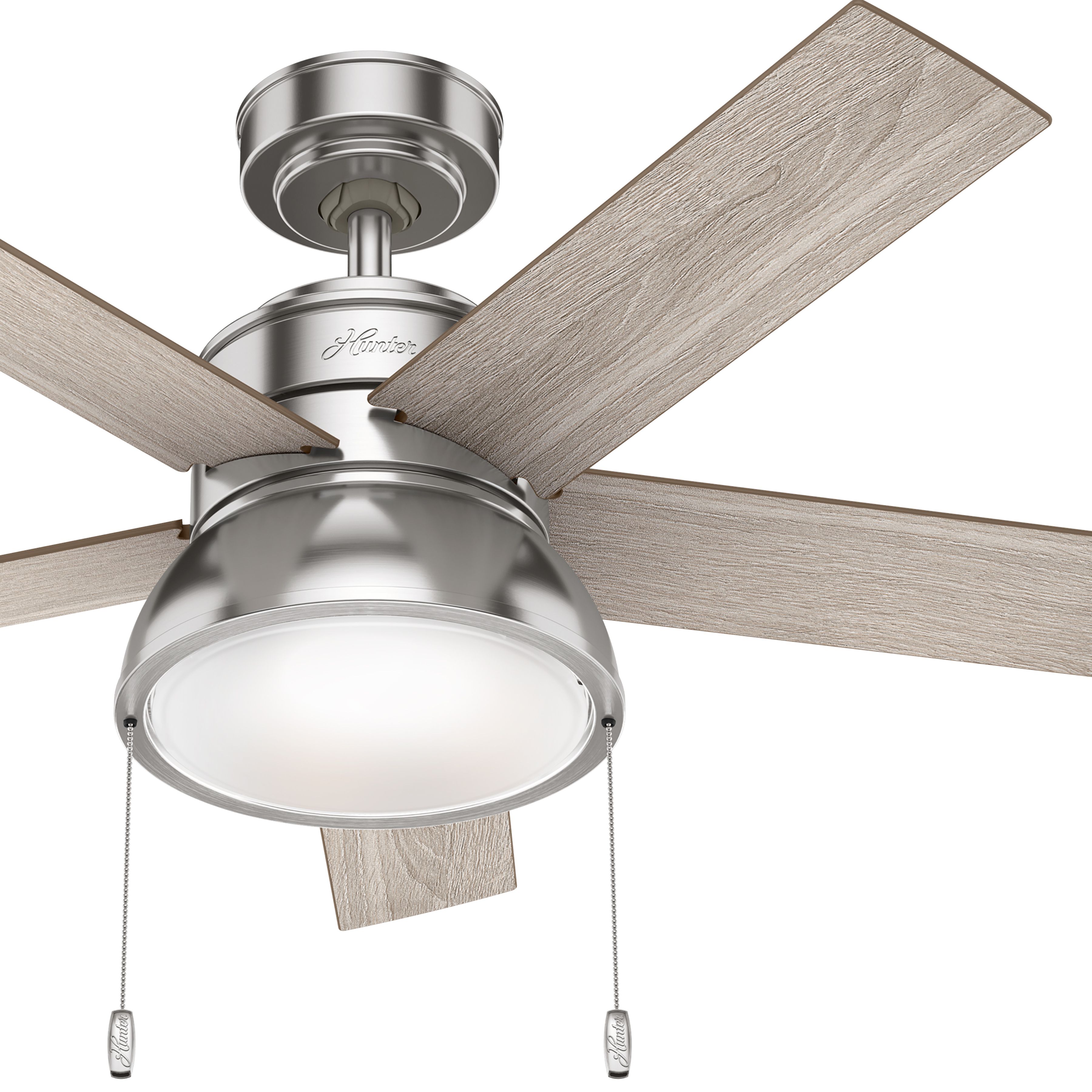 Hunter Fan 44 inch Contemporary Brushed Nickel Indoor Ceiling Fan with LED Light Kit and Pull Chain (Certified Refurbished)