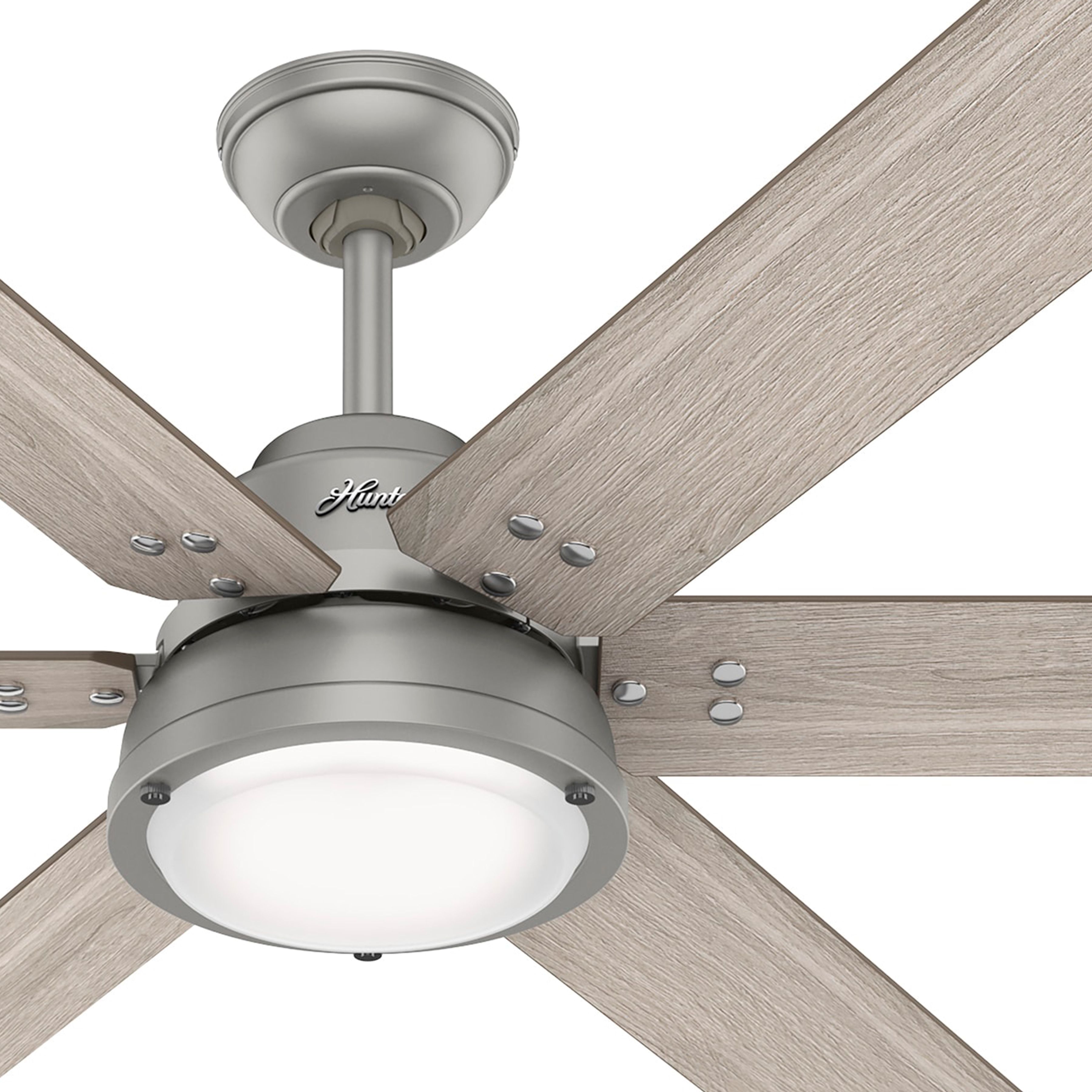 Hunter Fan 60 inch Casual Matte Silver Indoor Ceiling Fan with LED Light Kit and Remote Control (Certified Refurbished)