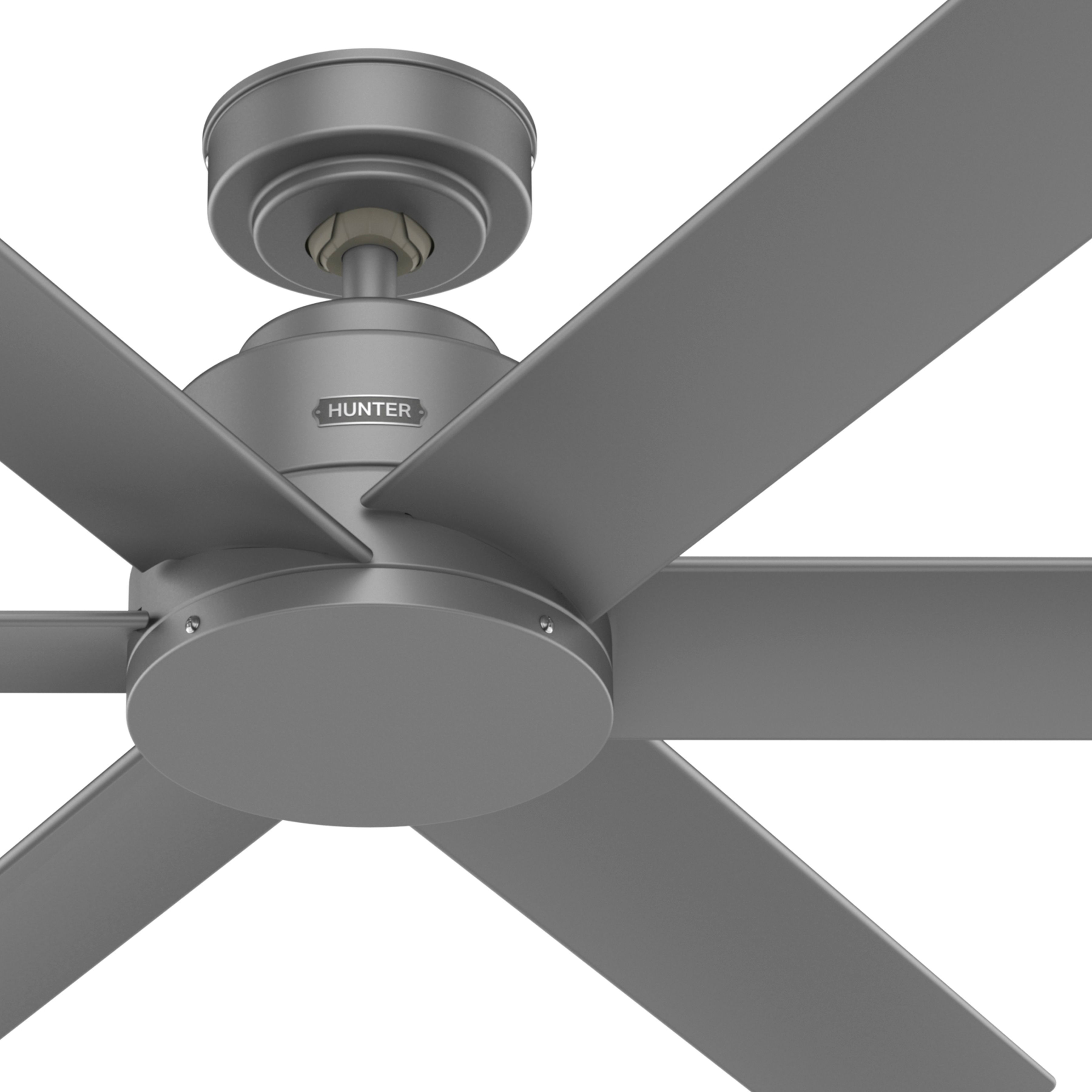 Hunter Fan 52 inch Casual Matte Silver Outdoor Ceiling Fan with 6 Blades, No Light (Certified Refurbished)