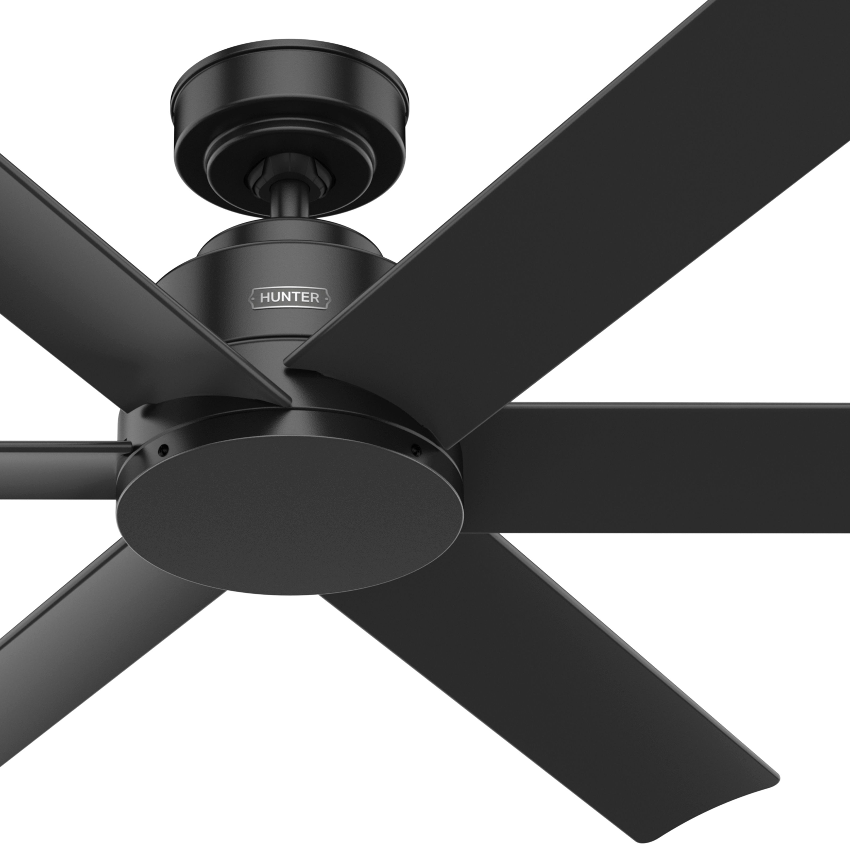 Hunter Fan 52 inch Casual Matte Black Outdoor Ceiling Fan with 6 Blades, No Light (Certified Refurbished)