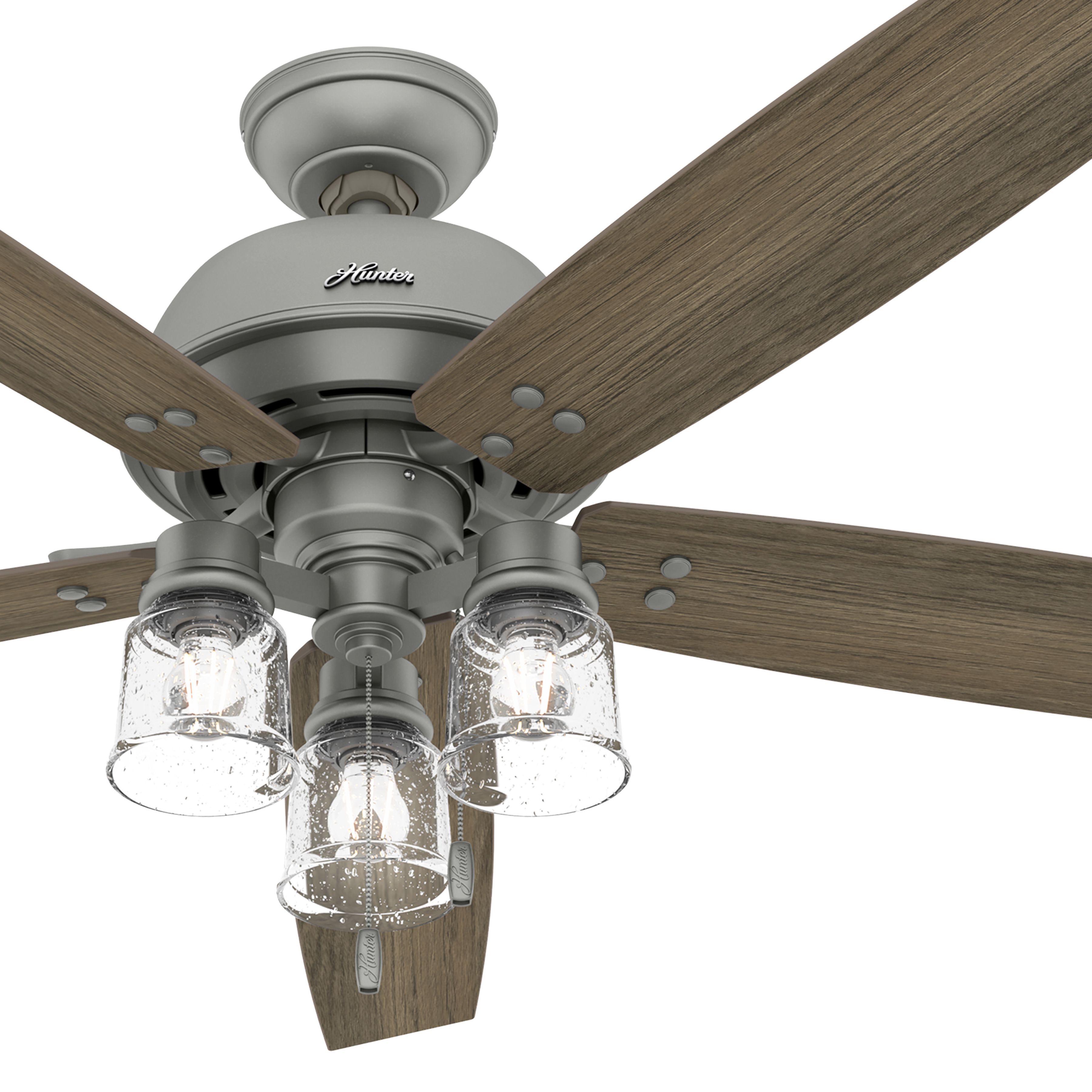 Hunter Fan 60 inch Casual Matte Silver Ceiling Fan with Light and Pull Chain (Certified Refurbished)