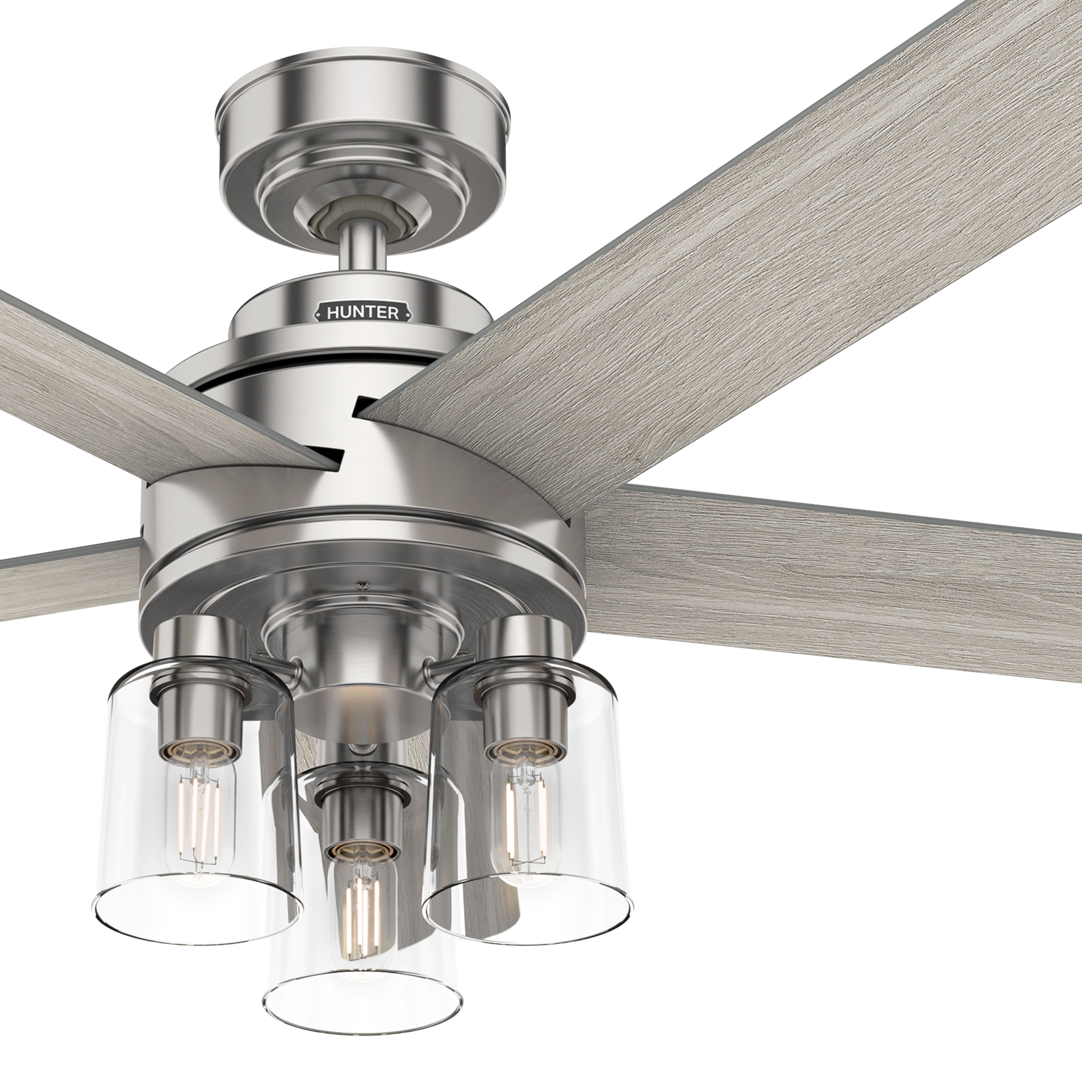 Hunter Fan 52 inch Contemporary Brushed Nickel Indoor Ceiling Fan with Light and Remote (Certified Refurbished)