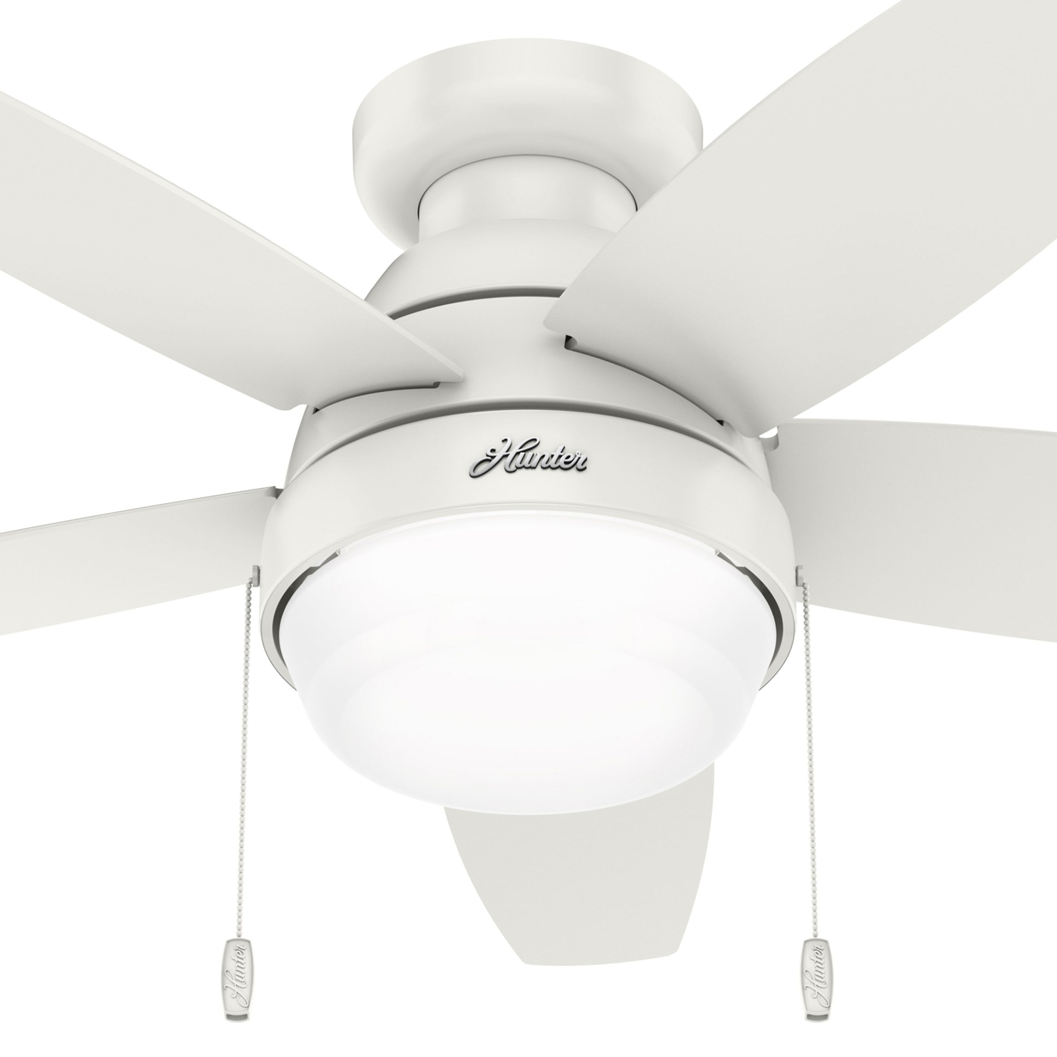 Hunter Fan 44 inch Casual Fresh White Indoor Ceiling Fan with Light Kit and Pull Chain (Certified Refurbished)