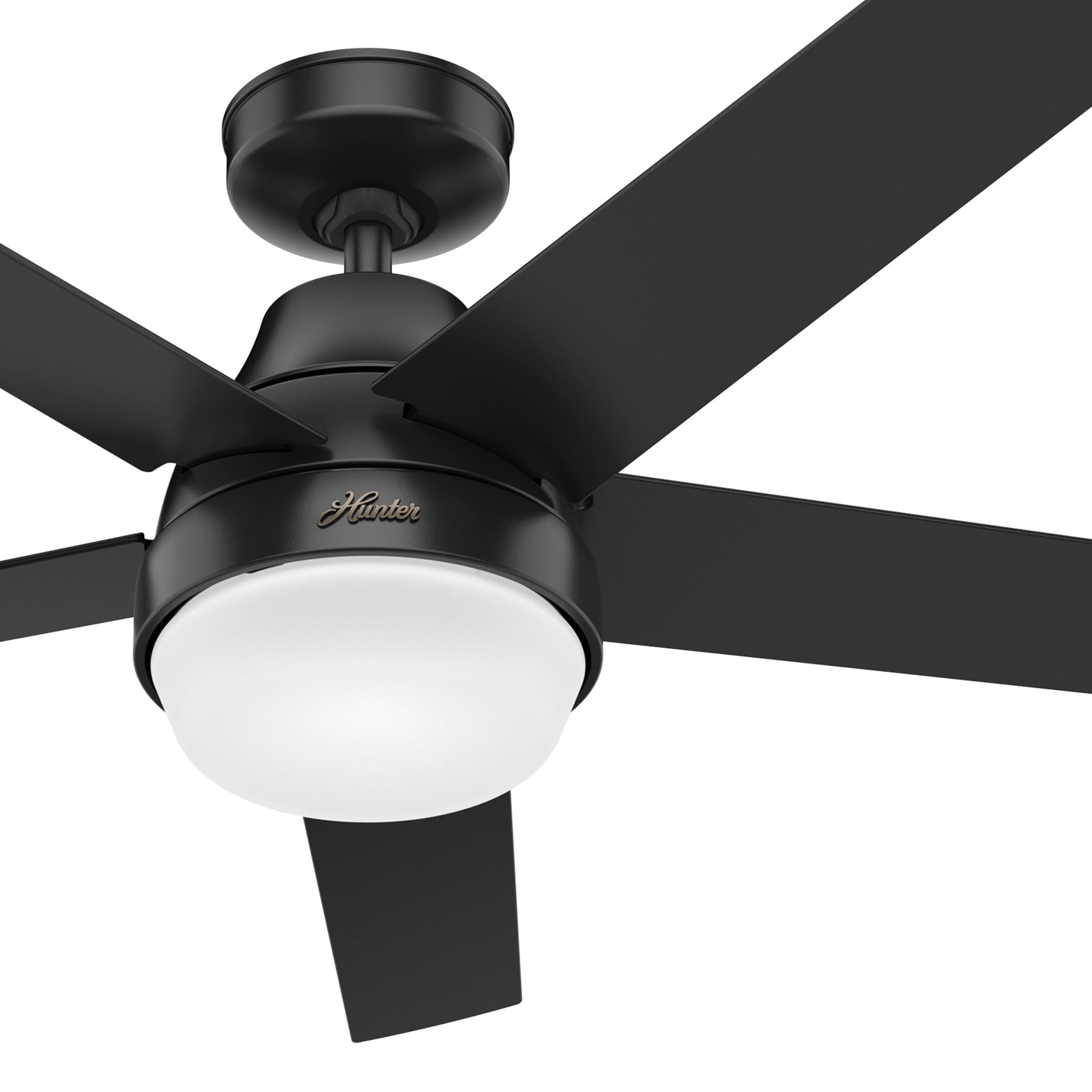 Hunter Fan 52 inch Indoor Casual Matte Black Ceiling Fan with Light Kit and Remote Control (Certified Refurbished)