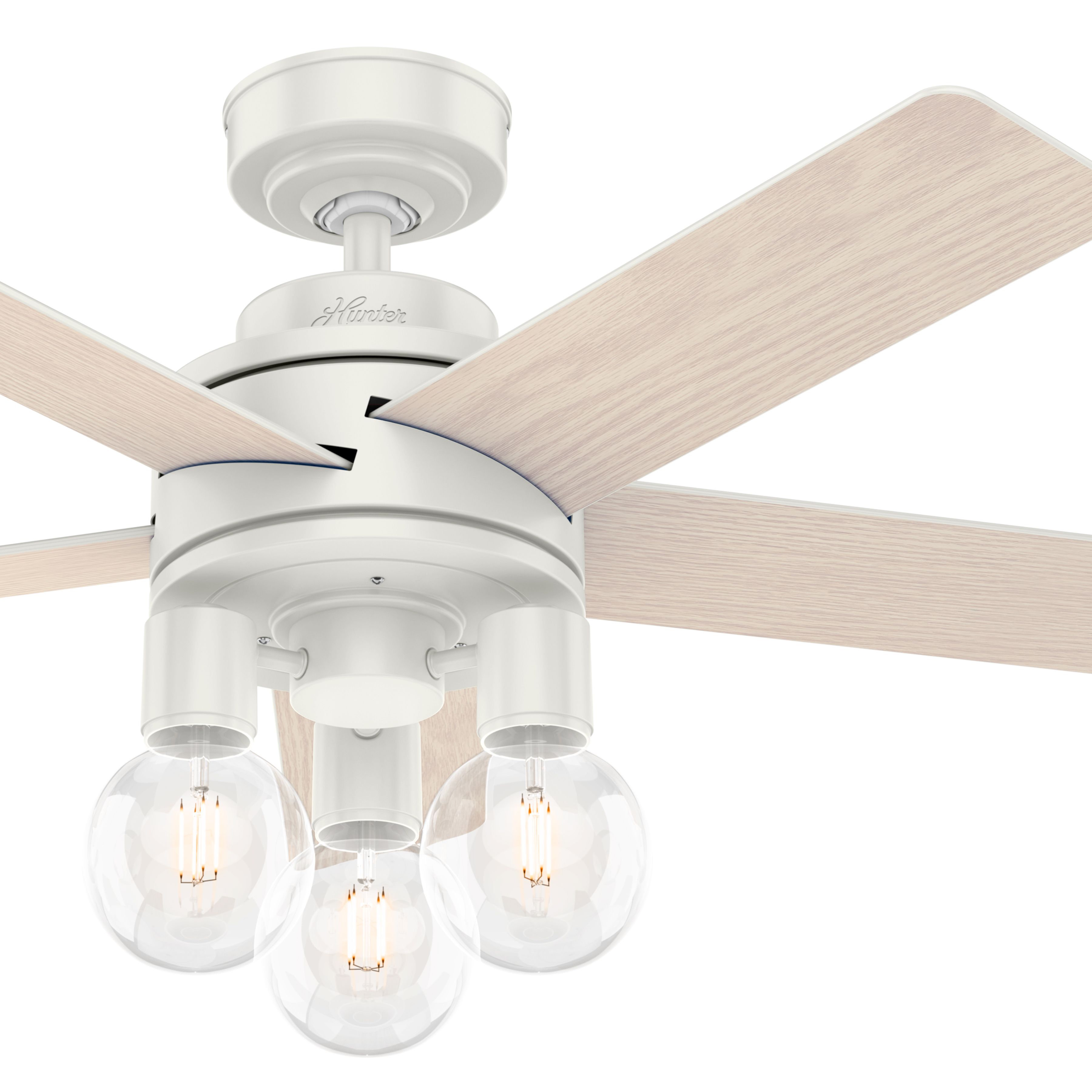 Hunter Fan 44 inch Contemporary Fresh White Indoor Ceiling Fan with Light Kit and Remote Control (Renewed)