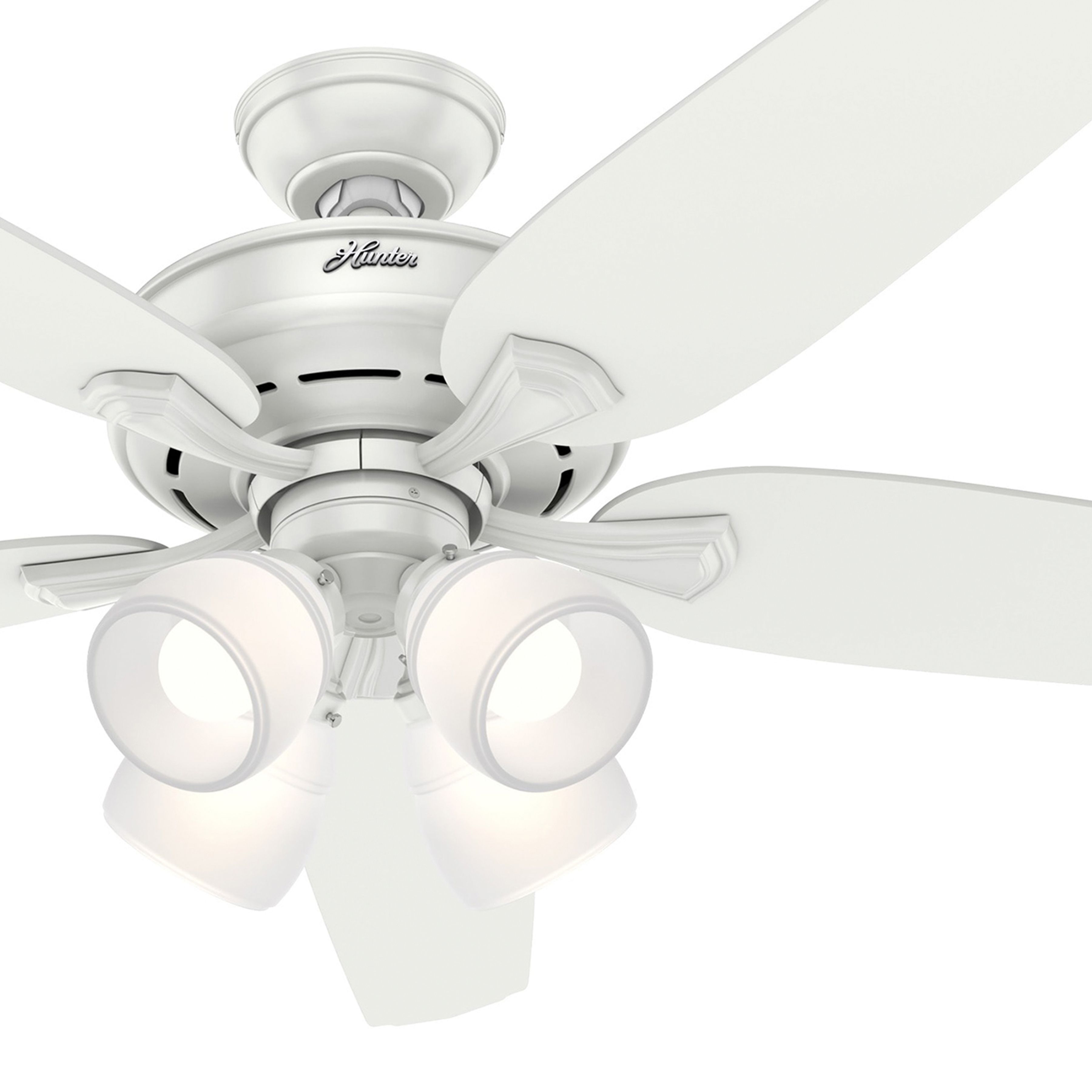 Hunter Fan 52 inch Traditional Snow White Finish Indoor Ceiling Fan with LED Light and Remote Control (Certified Refurbished)