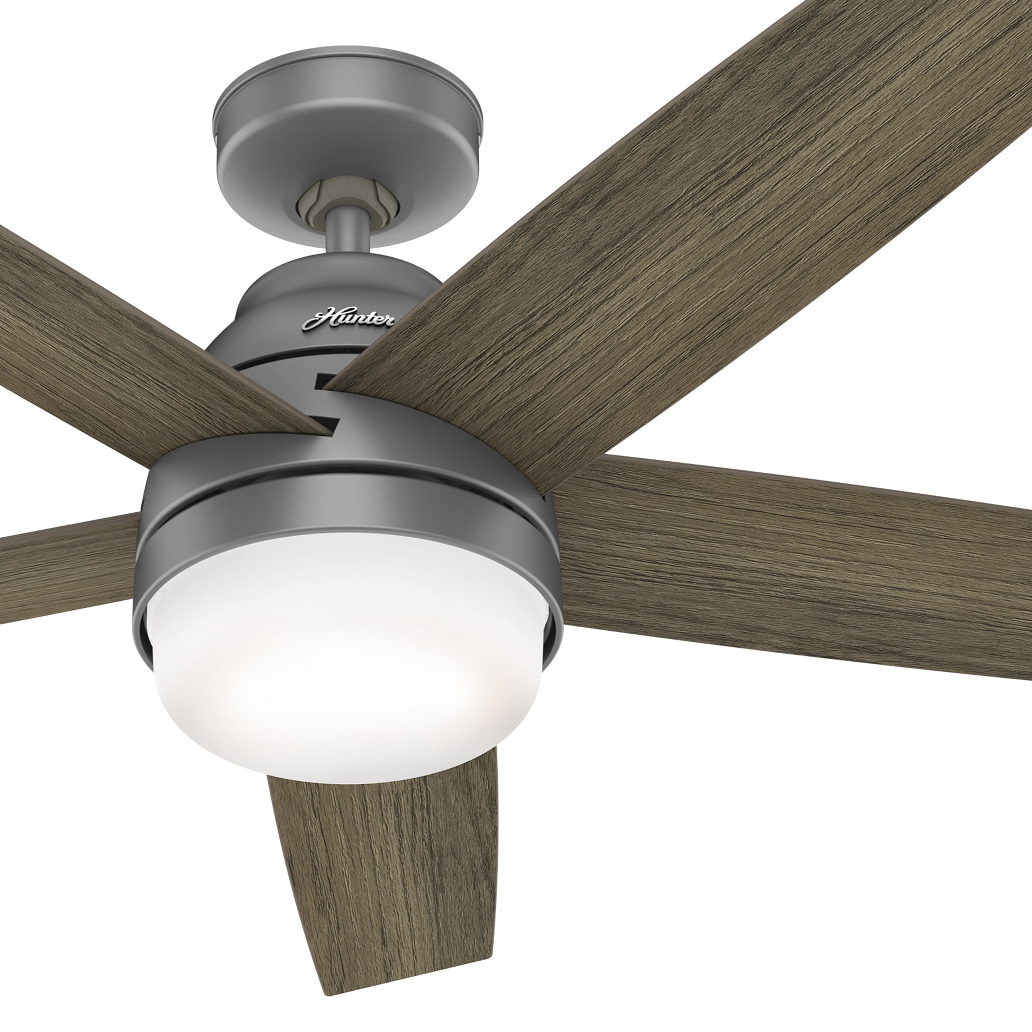Hunter Fan 52 inch Indoor Contemporary Matte Silver Ceiling Fan with LED Light Kit and Remote Control (Certified Refurbished)