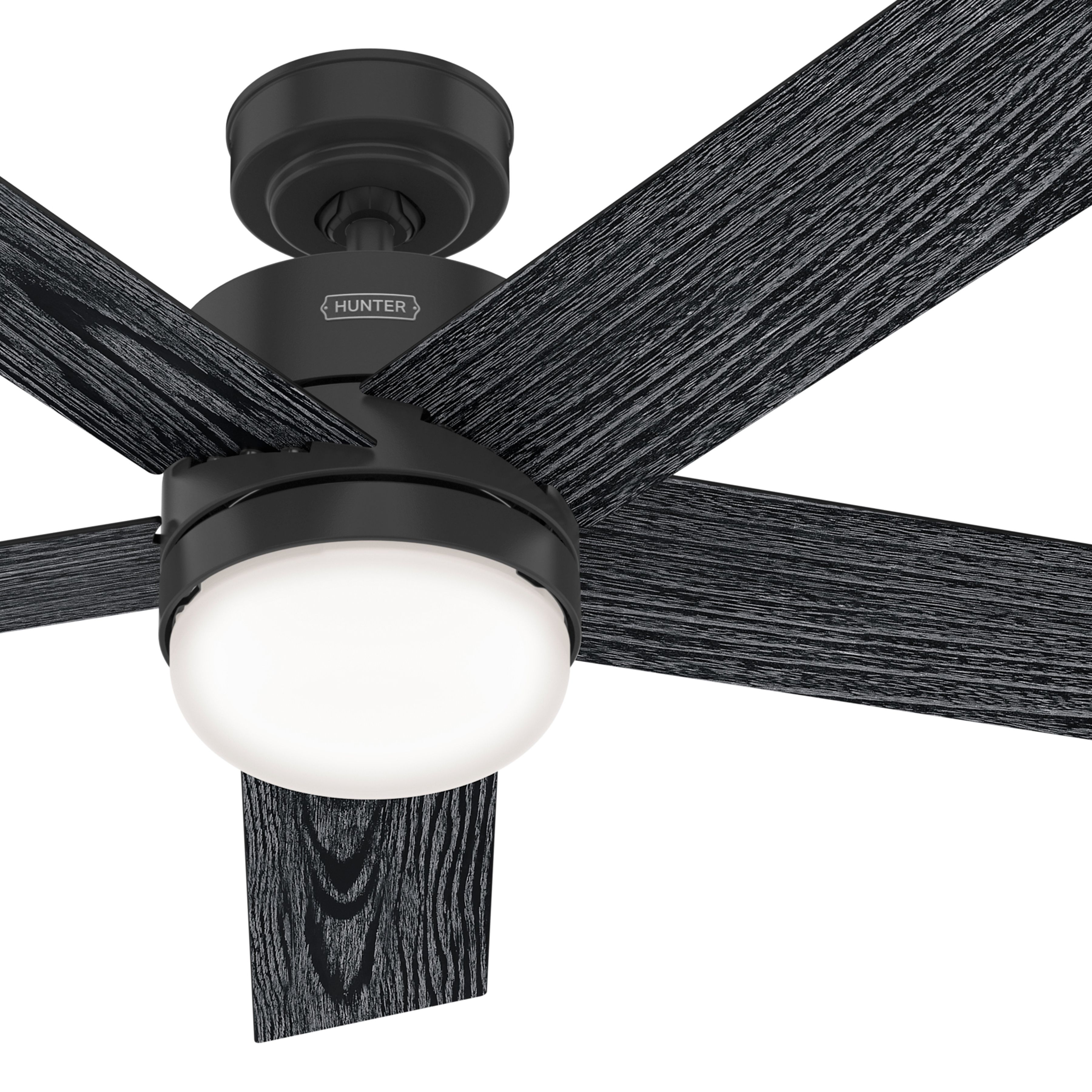 Hunter Fan 52 inch Casual Matte Black Indoor Ceiling Fan with LED Light Kit and Remote Control (Certified Refurbished)