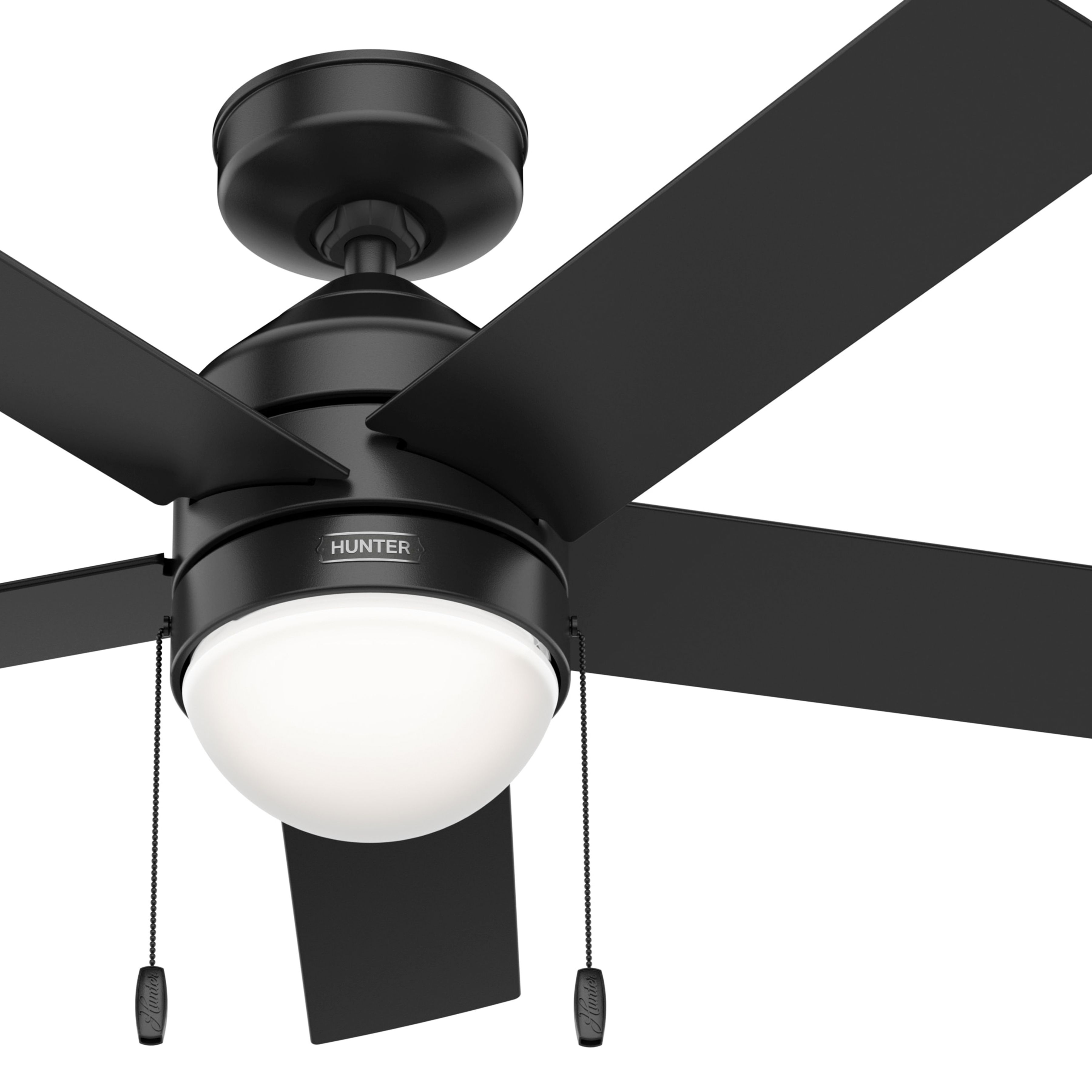 Hunter Fan 44 inch Casual Matte Black Indoor Ceiling Fan with LED Light Kit and Pull Chain (Certified Refurbished)