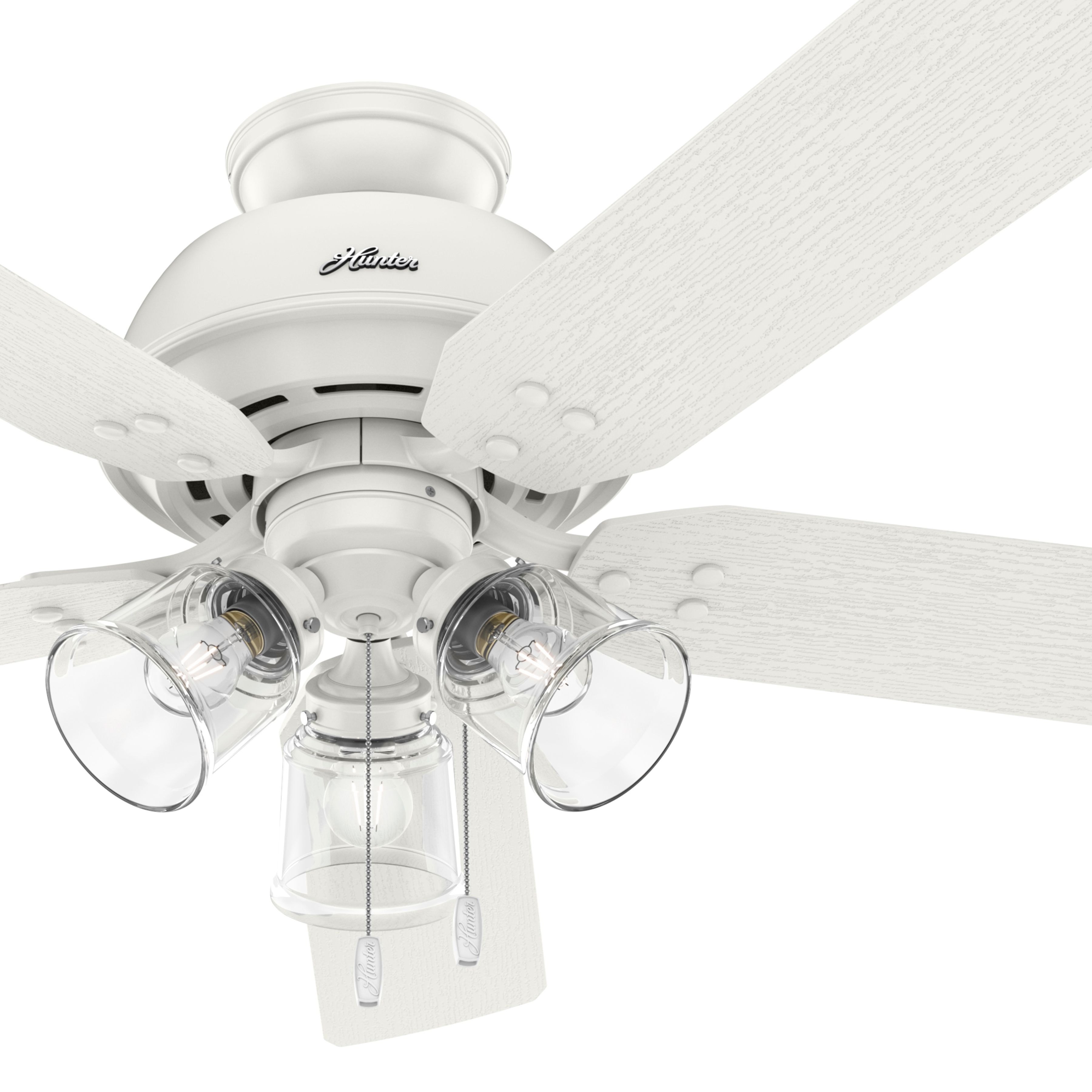 Hunter Fan 52 inch Casual Fresh White Outdoor Ceiling Fan with LED Light Kit and Pull Chain (Certified Refurbished)