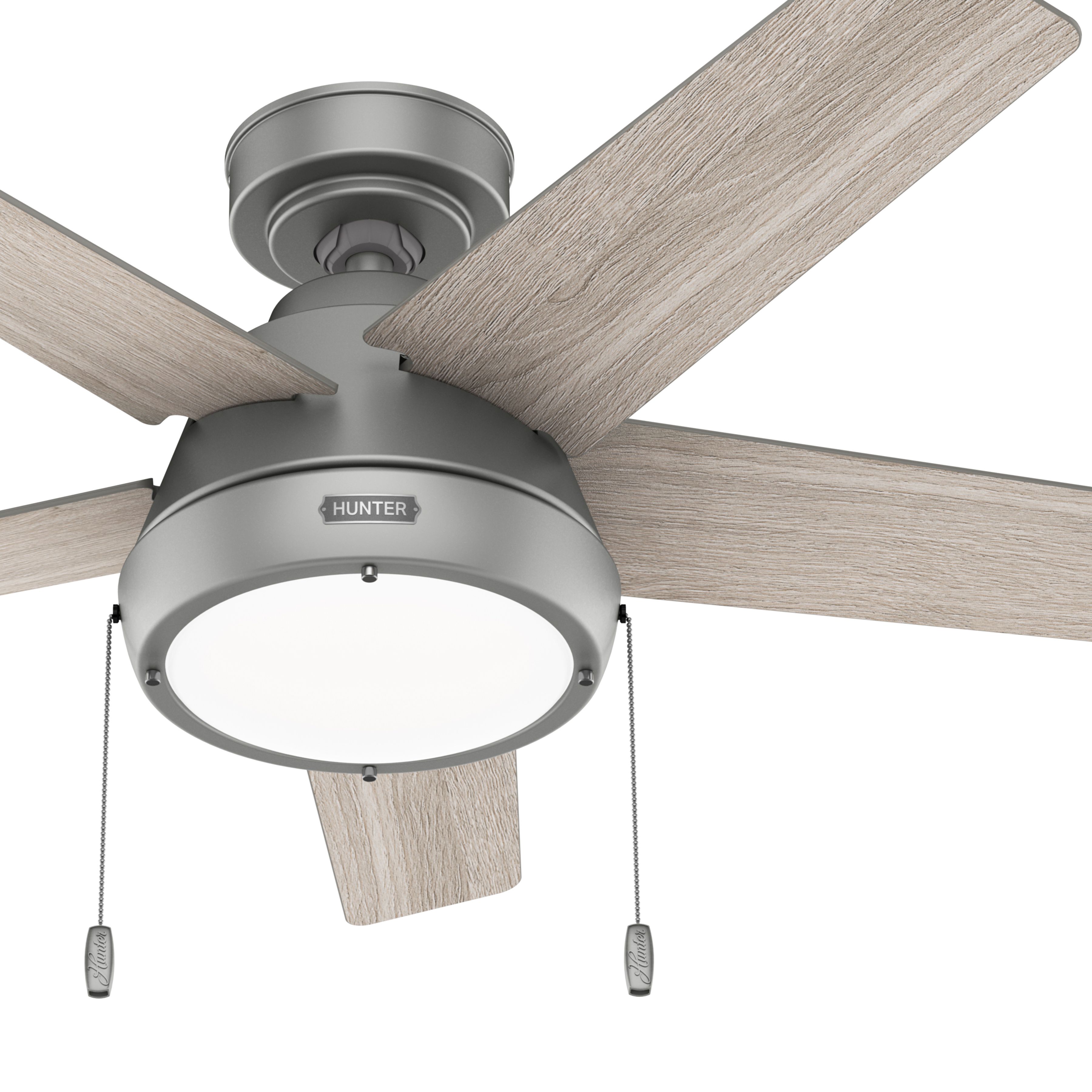 Hunter Fan 44 inch Casual Matte Silver Indoor Ceiling Fan with LED Light Kit and Pull Chain (Certified Refurbished)