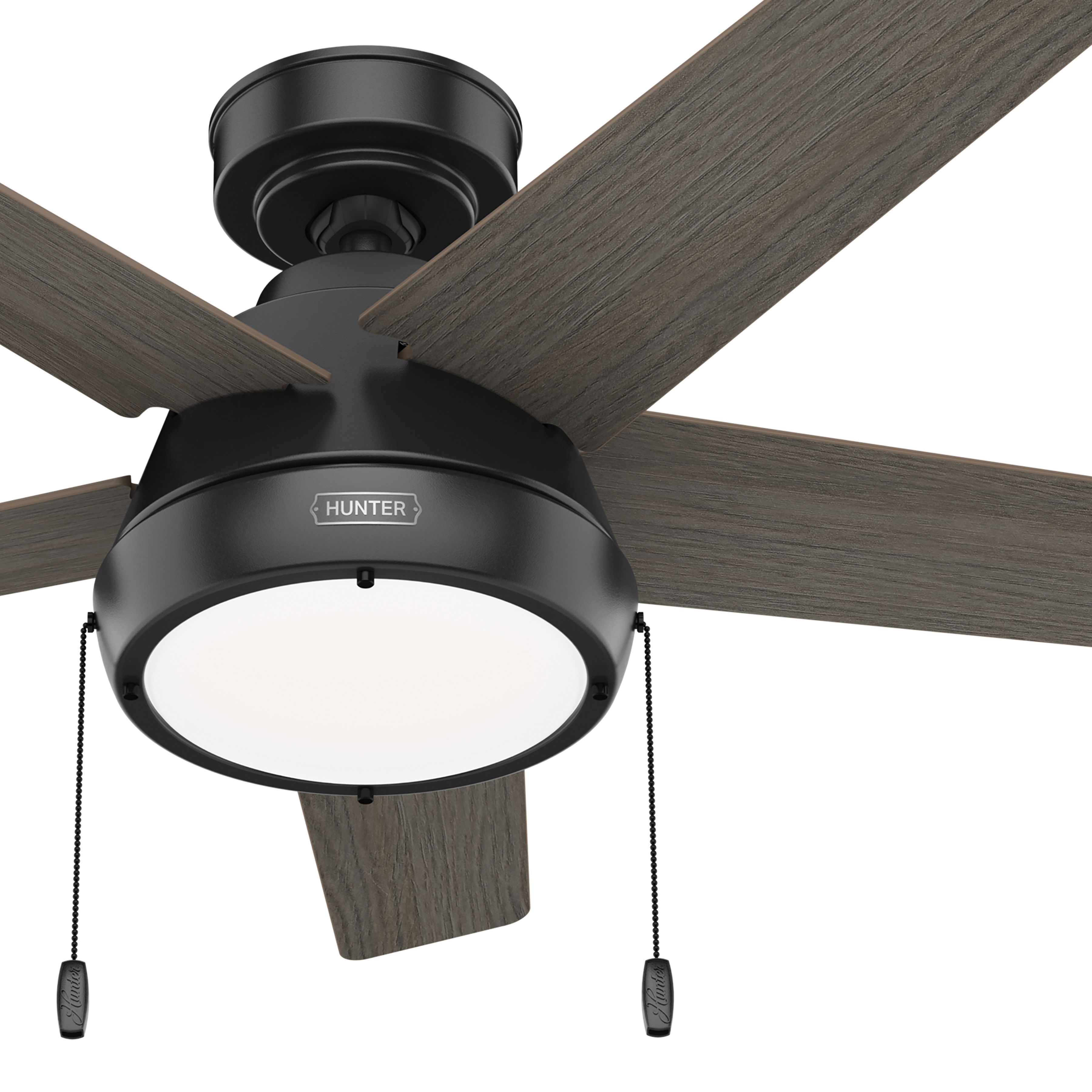 Hunter Fan 44 inch Casual Matte Black Indoor Ceiling Fan with LED Light Kit and Pull Chain (Certified Refurbished)