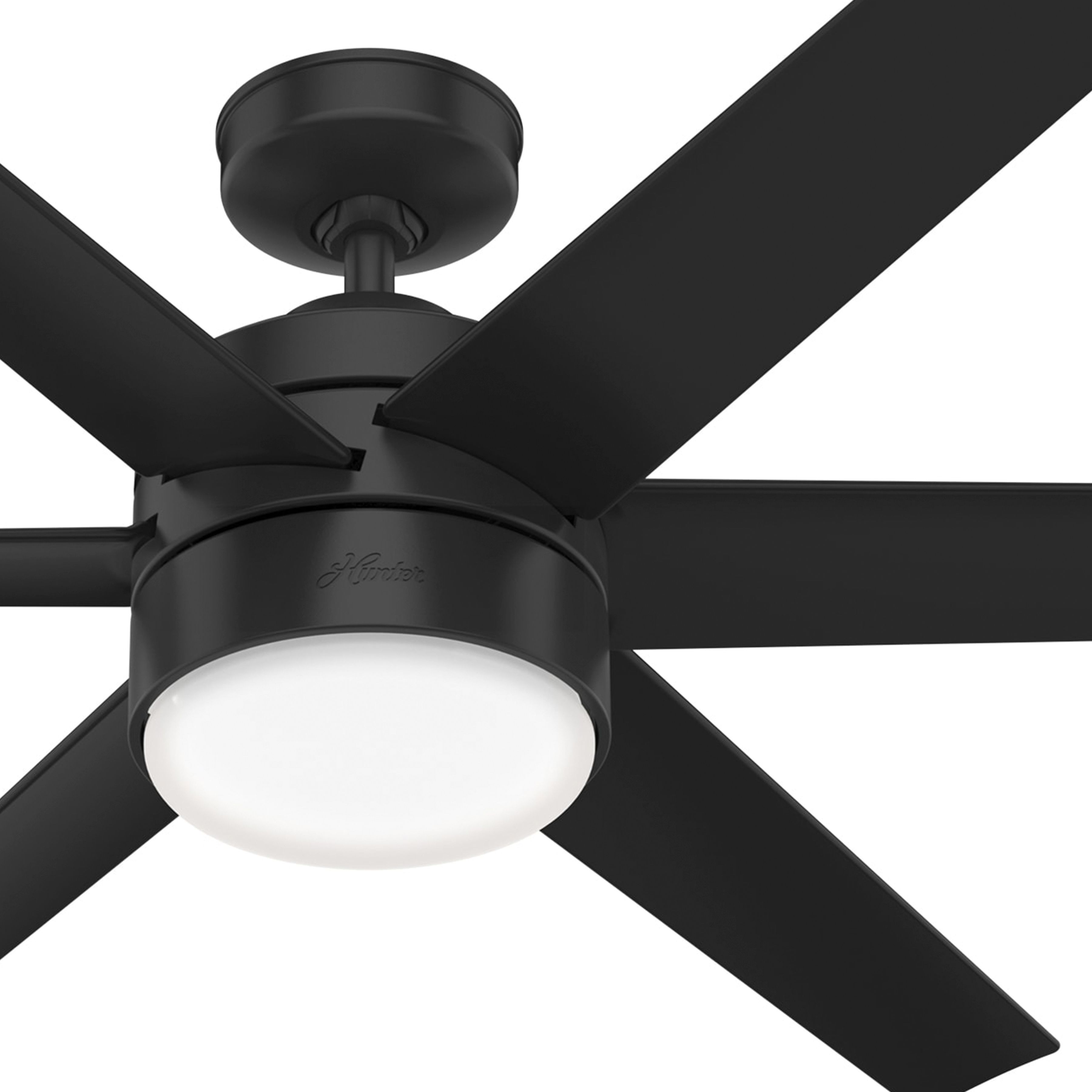 Hunter Fan 60 inch Casual Matte Black Outdoor Ceiling Fan with LED Light Kit and Remote Control (Certified Refurbished)