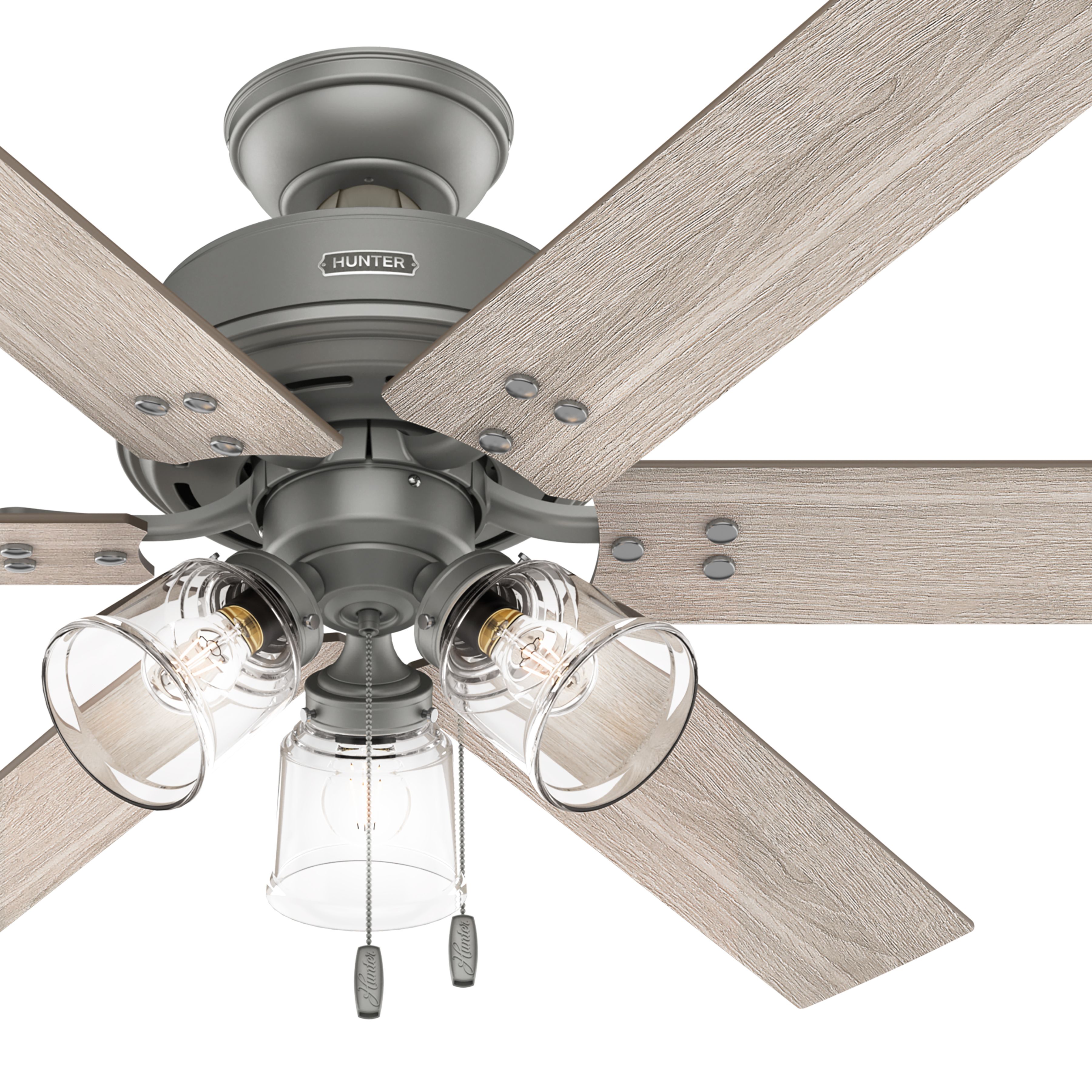 Hunter Fan 52 inch Casual Matte Silver Indoor Ceiling Fan with LED Light Kit and Pull Chain (Certified Refurbished)