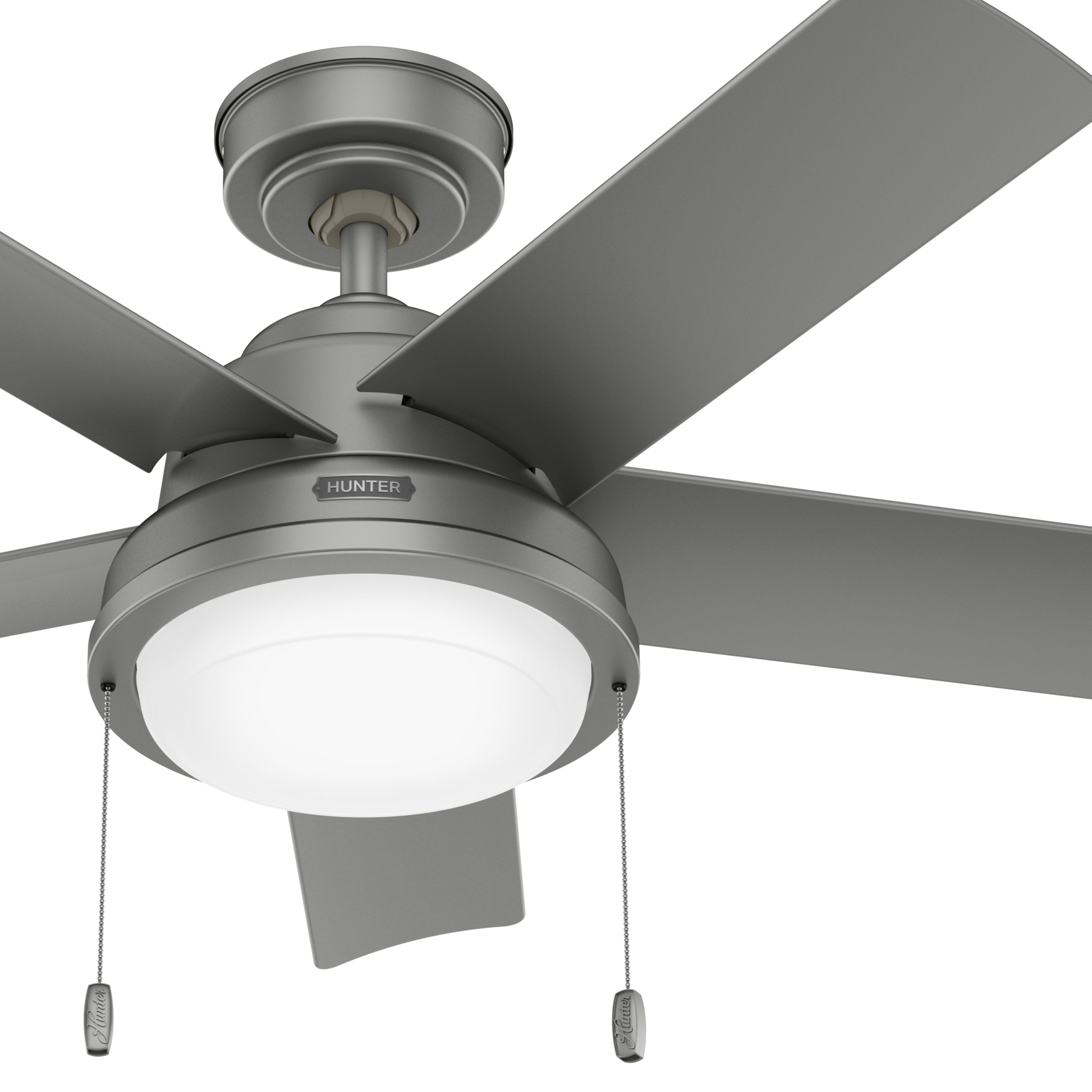 Hunter Fan 44 inch Casual Matte Silver Outdoor Ceiling Fan with LED Light Kit and Pull Chain (Certified Refurbished)