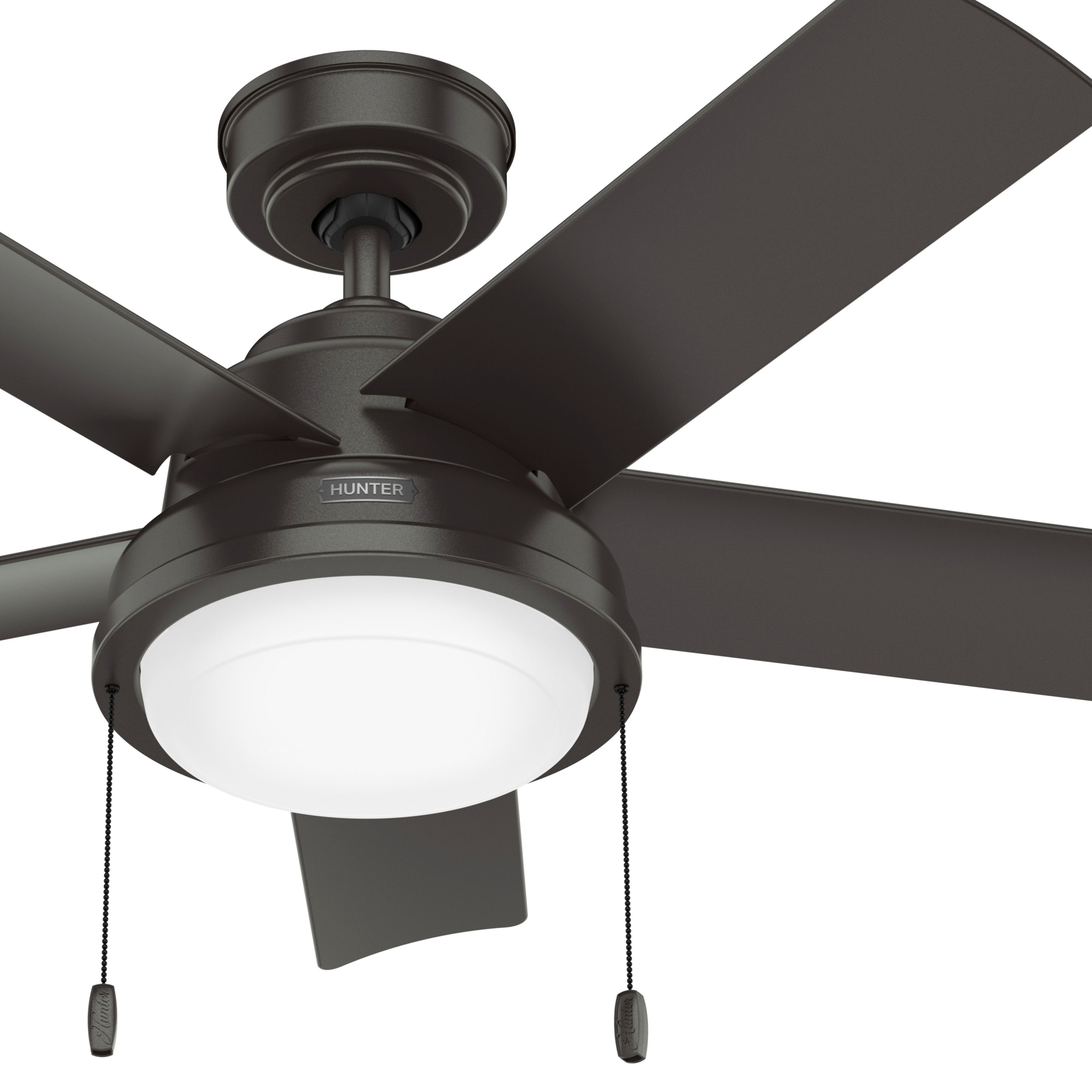 Hunter Fan 44 inch Casual Noble Bronze Outdoor Ceiling Fan with LED Light Kit and Pull Chain (Certified Refurbished)