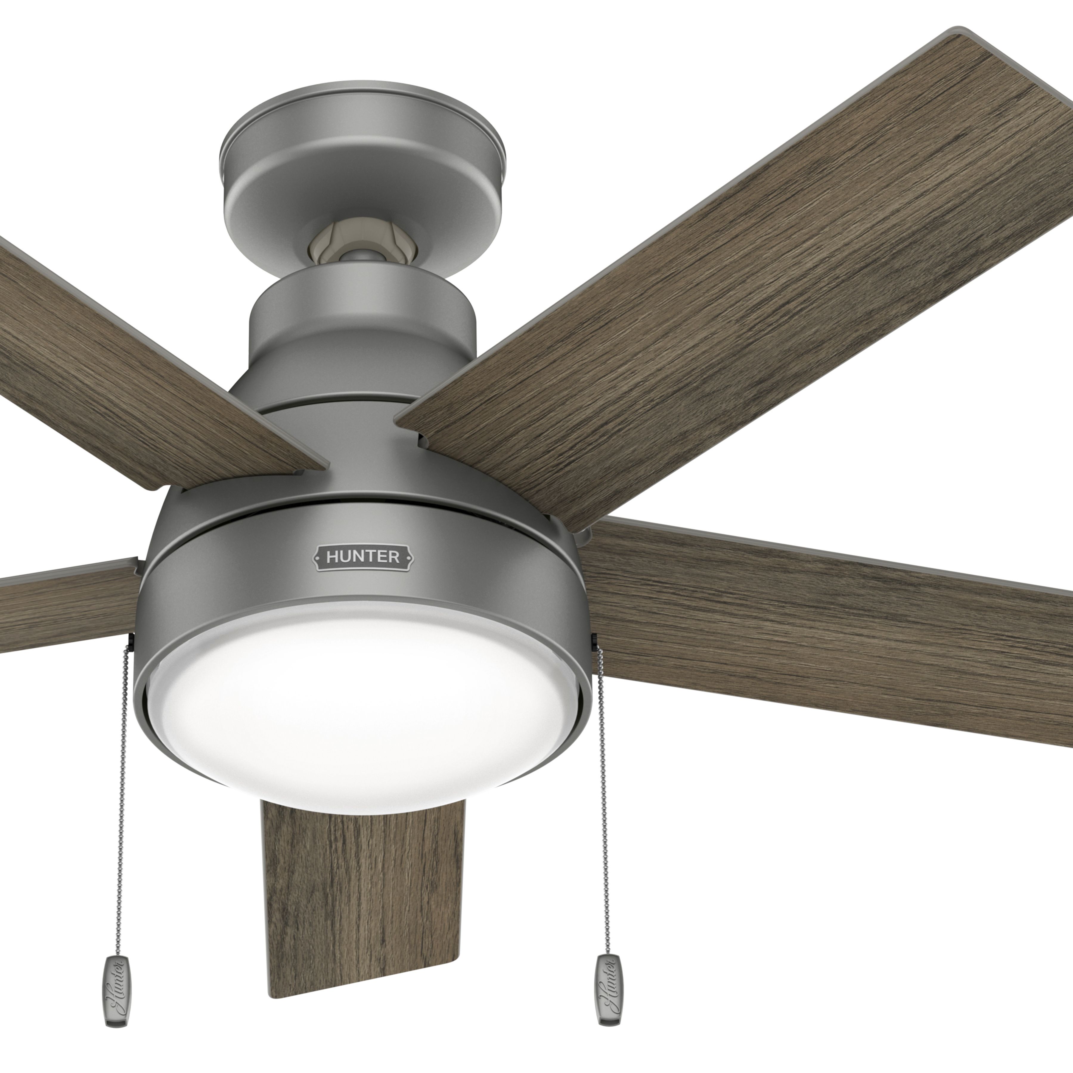 Hunter Fan 44 inch Contemporary Matte Silver Indoor Ceiling Fan with LED Light Kit and Pull Chain (Certified Refurbished)
