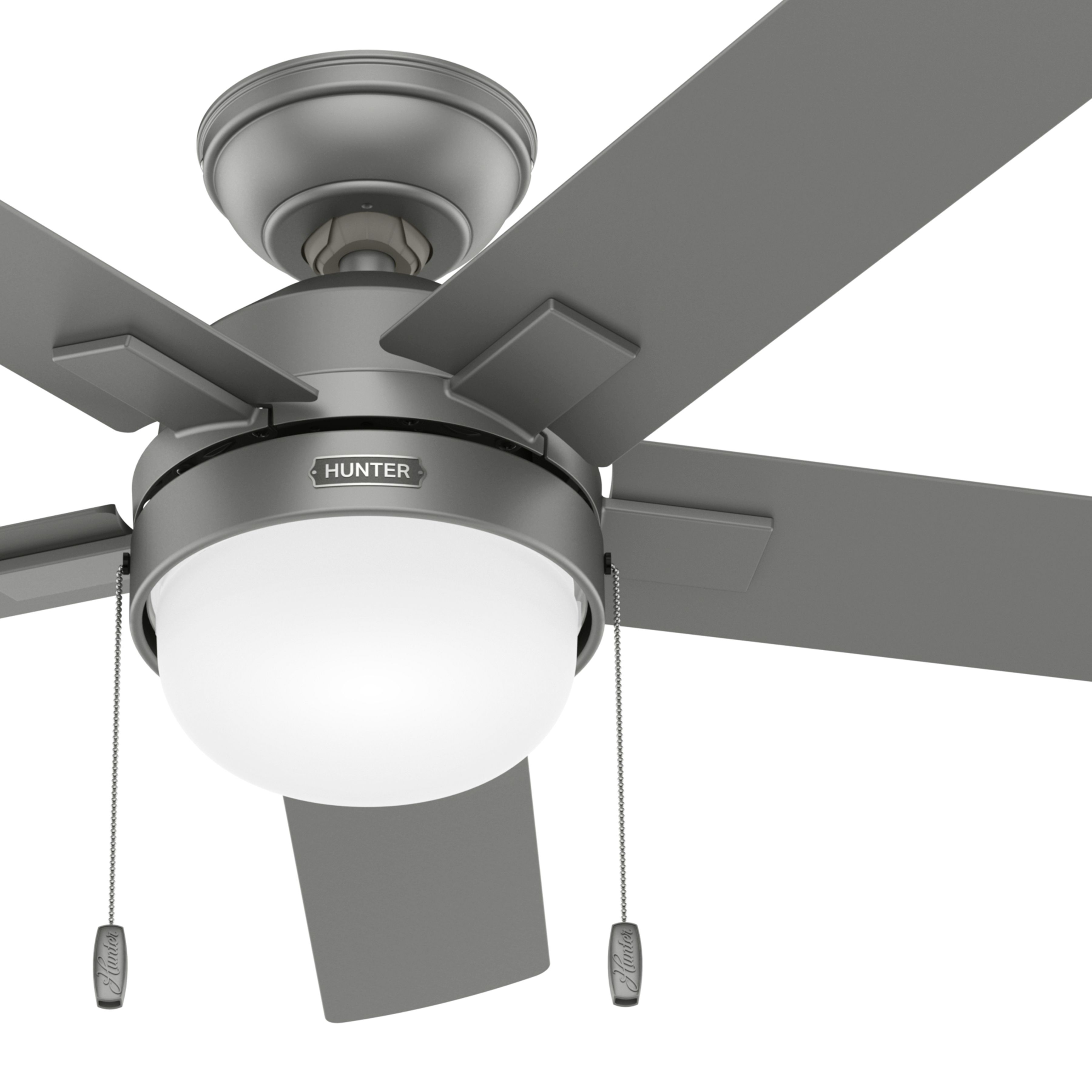Hunter Fan 44 inch Casual Indoor Matte Silver Ceiling Fan with LED Light Kit and Pull Chain (Certified Refurbished)
