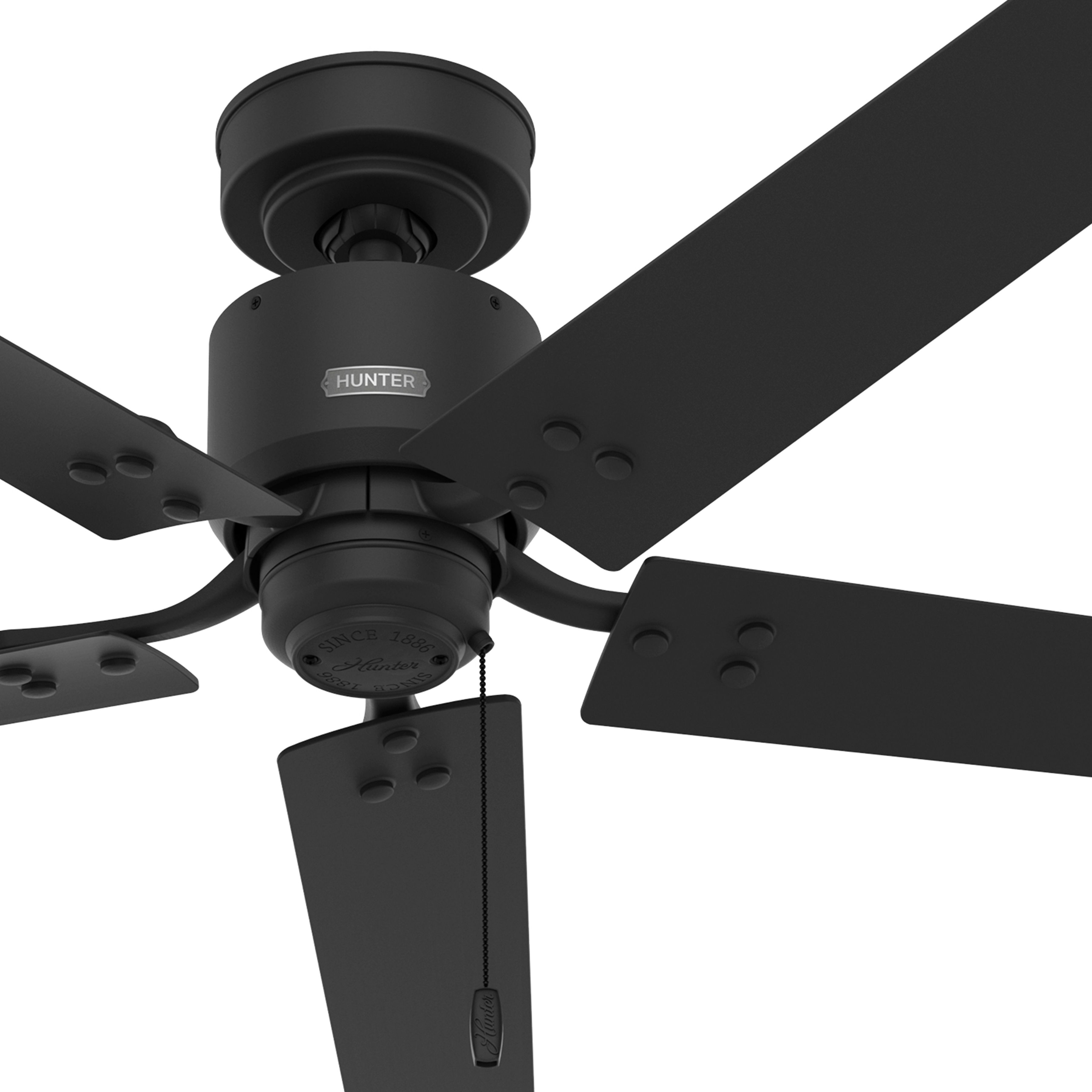 Hunter Fan 52 inch Casual Matte Black Finish Outdoor Ceiling Fan with 5 Blades and Pull Chain (Certified Refurbished)