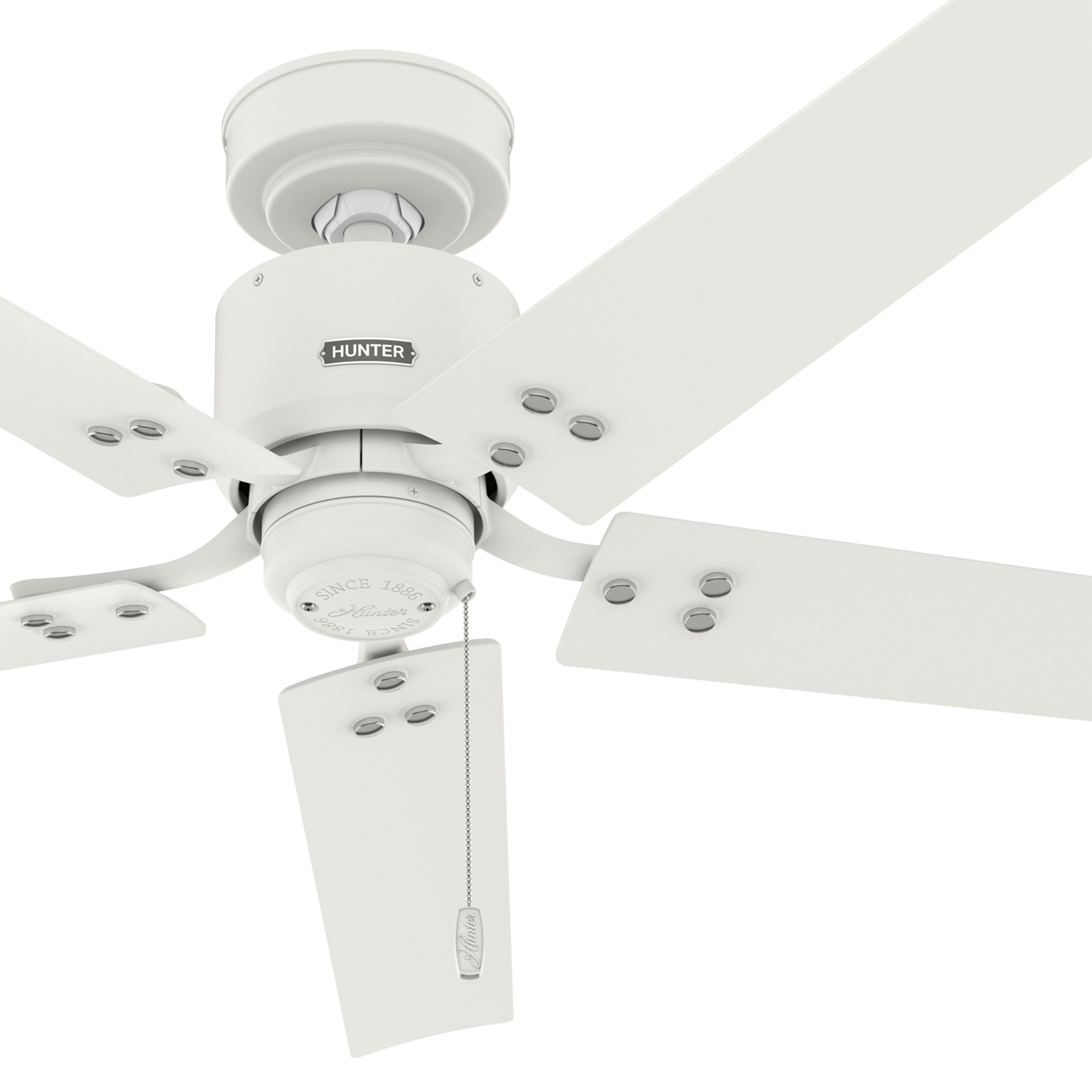Hunter Fan 52 inch Contemporary Matte White Outdoor Ceiling Fan with Pull Chain (Certified Refurbished)
