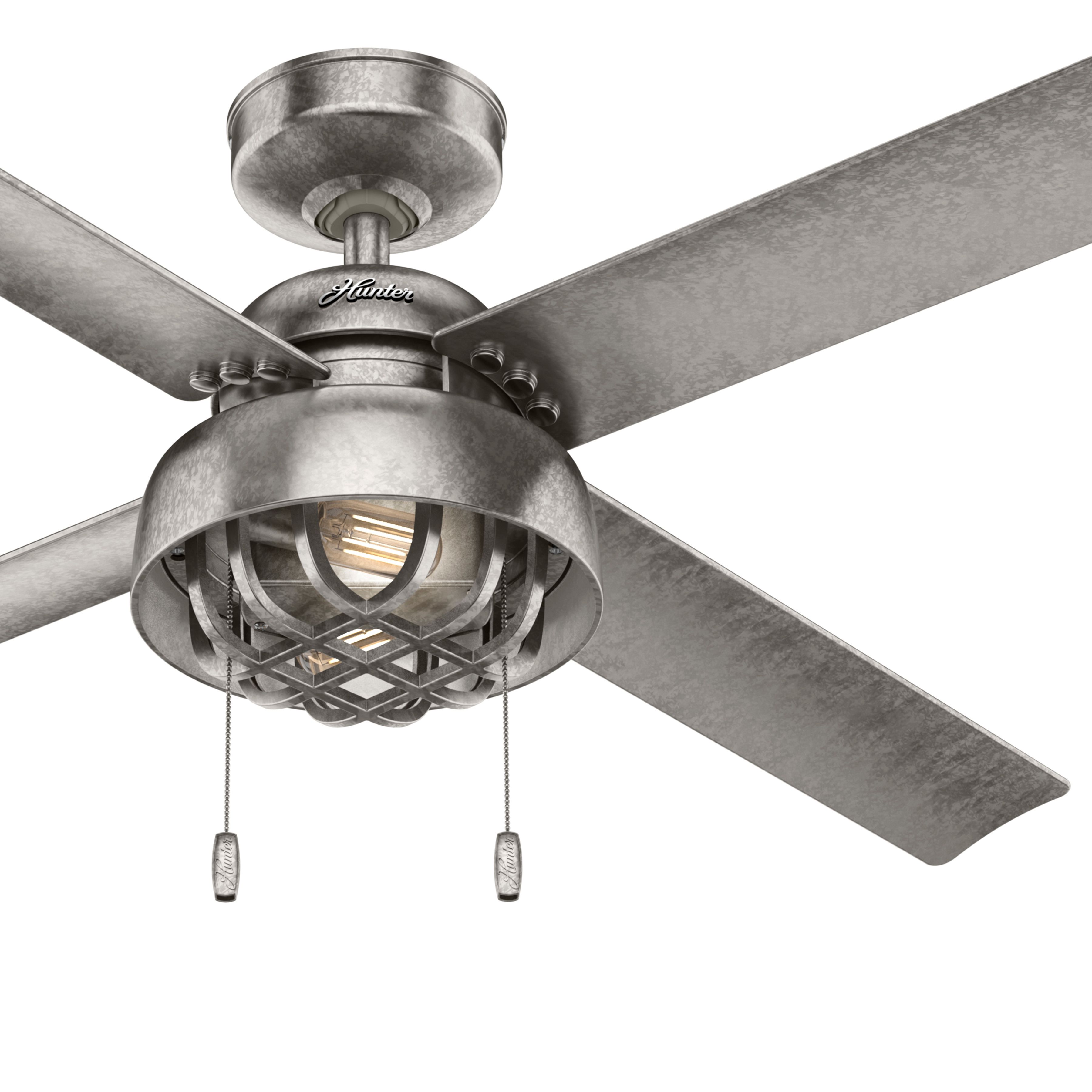 Hunter Fan 52 inch Outdoor Casual Painted Galvanized Ceiling Fan with LED Light Kit and Pull Chain (Certified Refurbished)