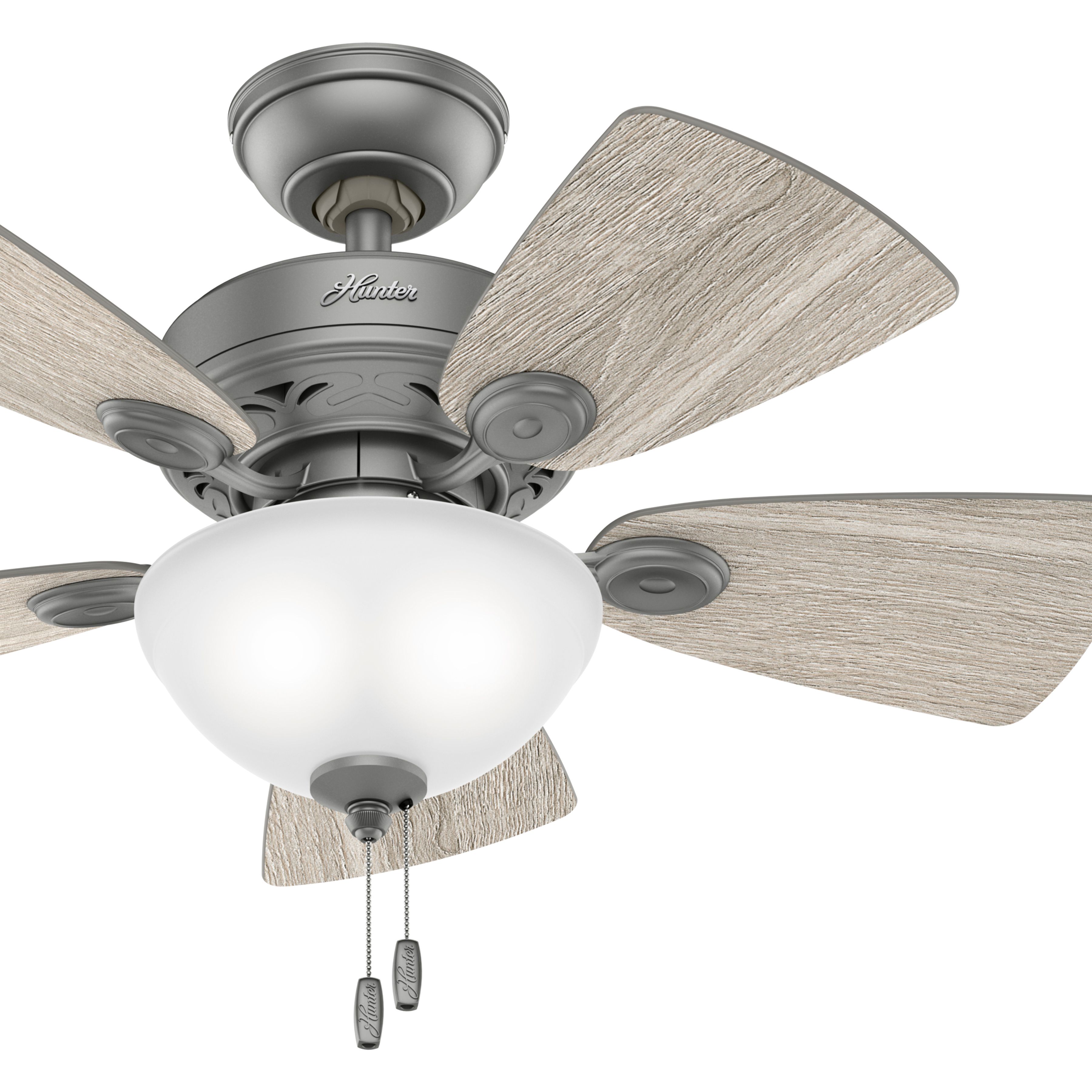 Hunter Fan 34 inch Contemporary Matte Silver Indoor Ceiling Fan with Light Kit and Pull Chain (Certified Refurbished)