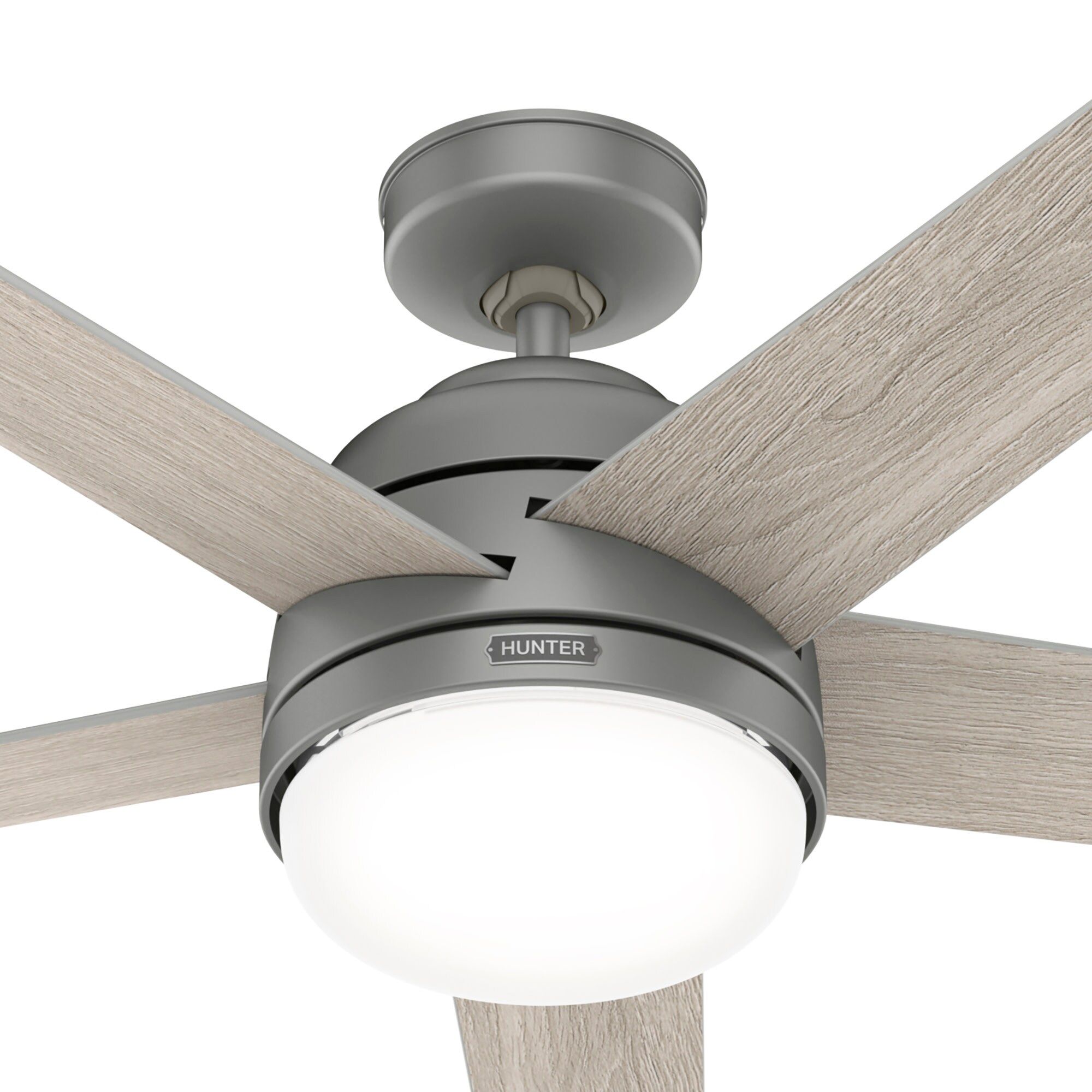Hunter Fan Smart WiFi LED Ceiling Fan, 60 inch Matte Silver Indoor Smart Ceiling Fan with Remote, App Control with Speed and Lighting, Compatible for smart home devices (Certified Refurbished)