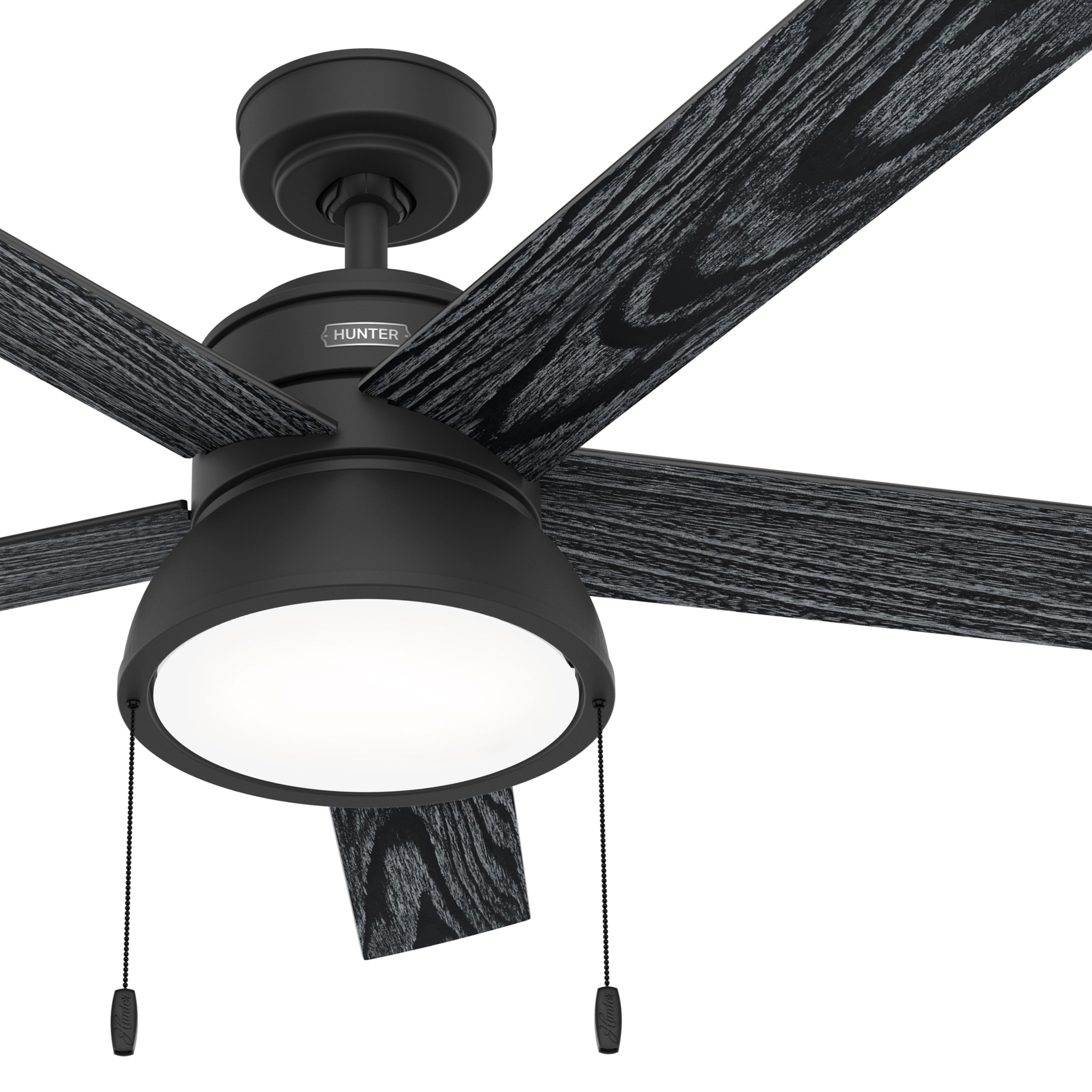 Hunter Fan 52 inch Outdoor Casual Matte Black Ceiling Fan with LED Light Kit and Pull Chain (Certified Refurbished)