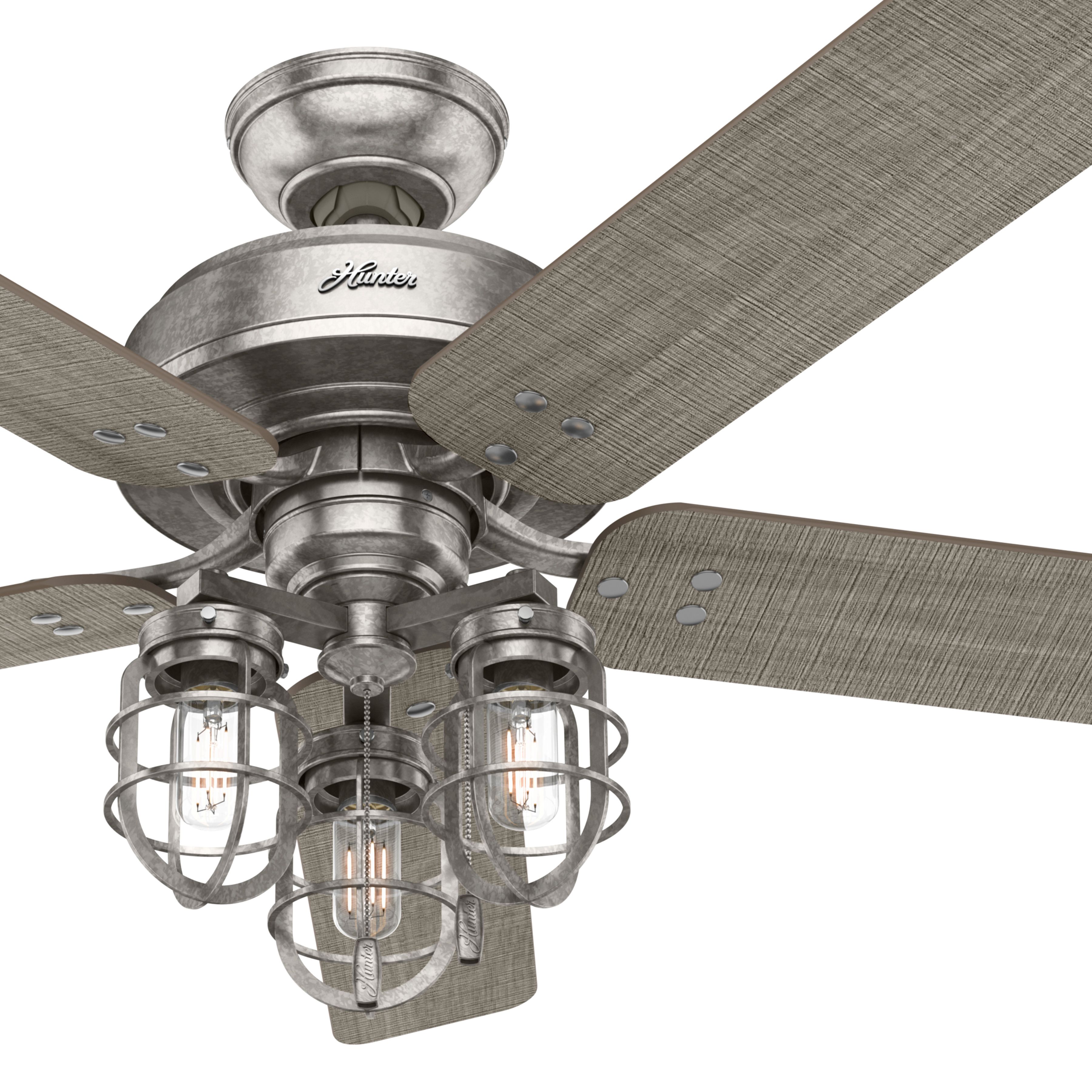 Hunter Fan 52 inch Casual Painted Galvanized Outdoor Ceiling Fan with LED Light Kit and Pull Chain (Certified Refurbished)