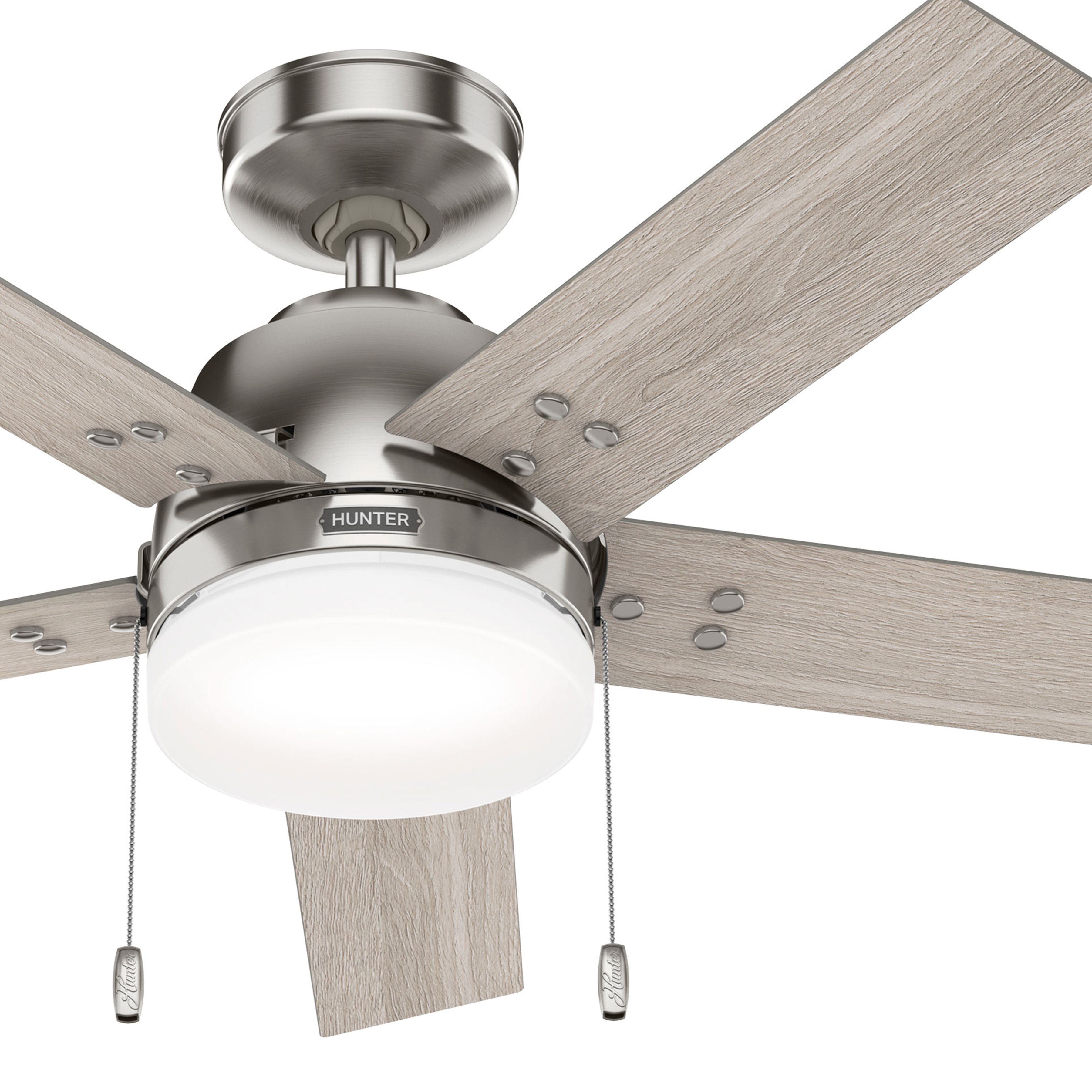 Hunter Fan 44 inch Casual Brushed Nickel Indoor Ceiling Fan with LED Light Kit and Pull Chain (Certified Refurbished)