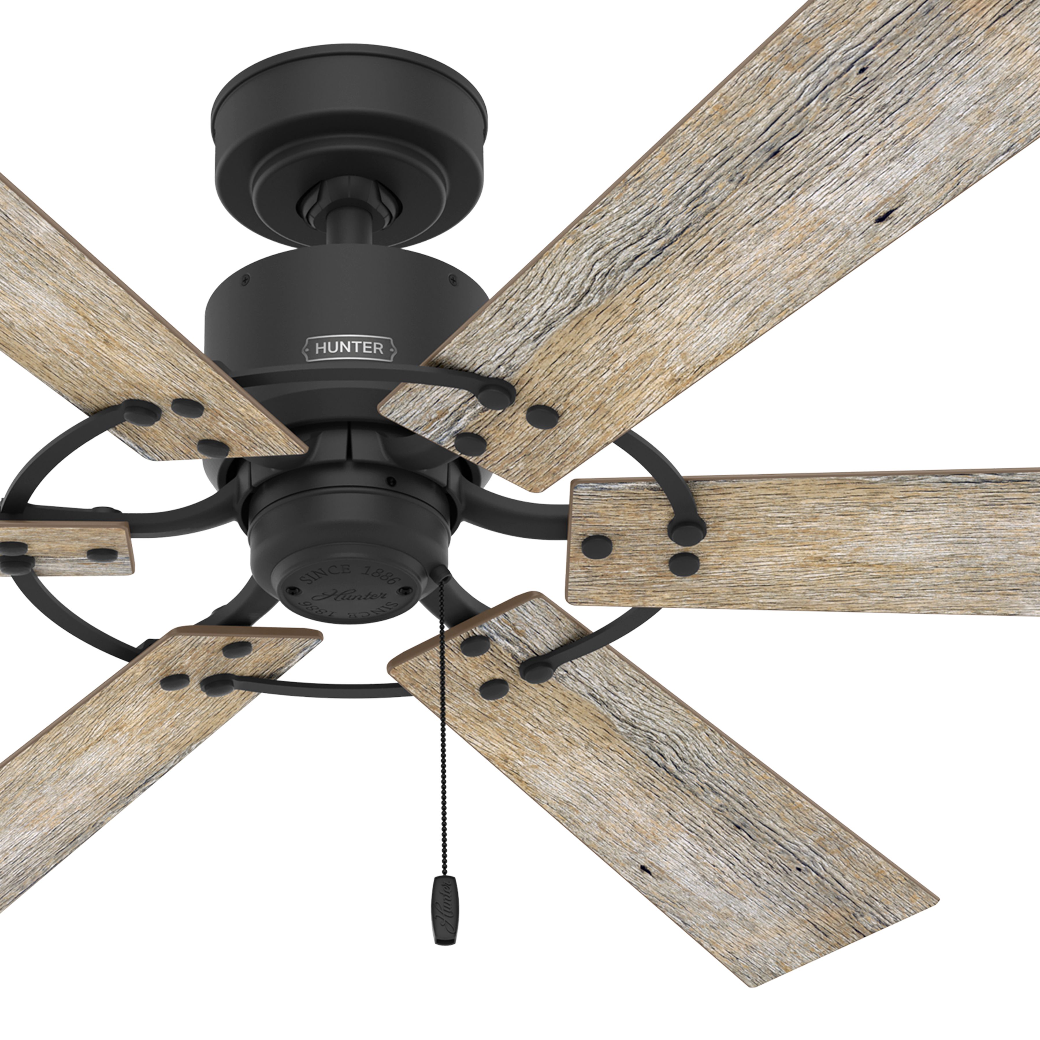 Hunter Fan 52 inch Contemporary Matte Black Indoor Ceiling Fan with Pull Chain and 6 Blades (Certified Refurbished)