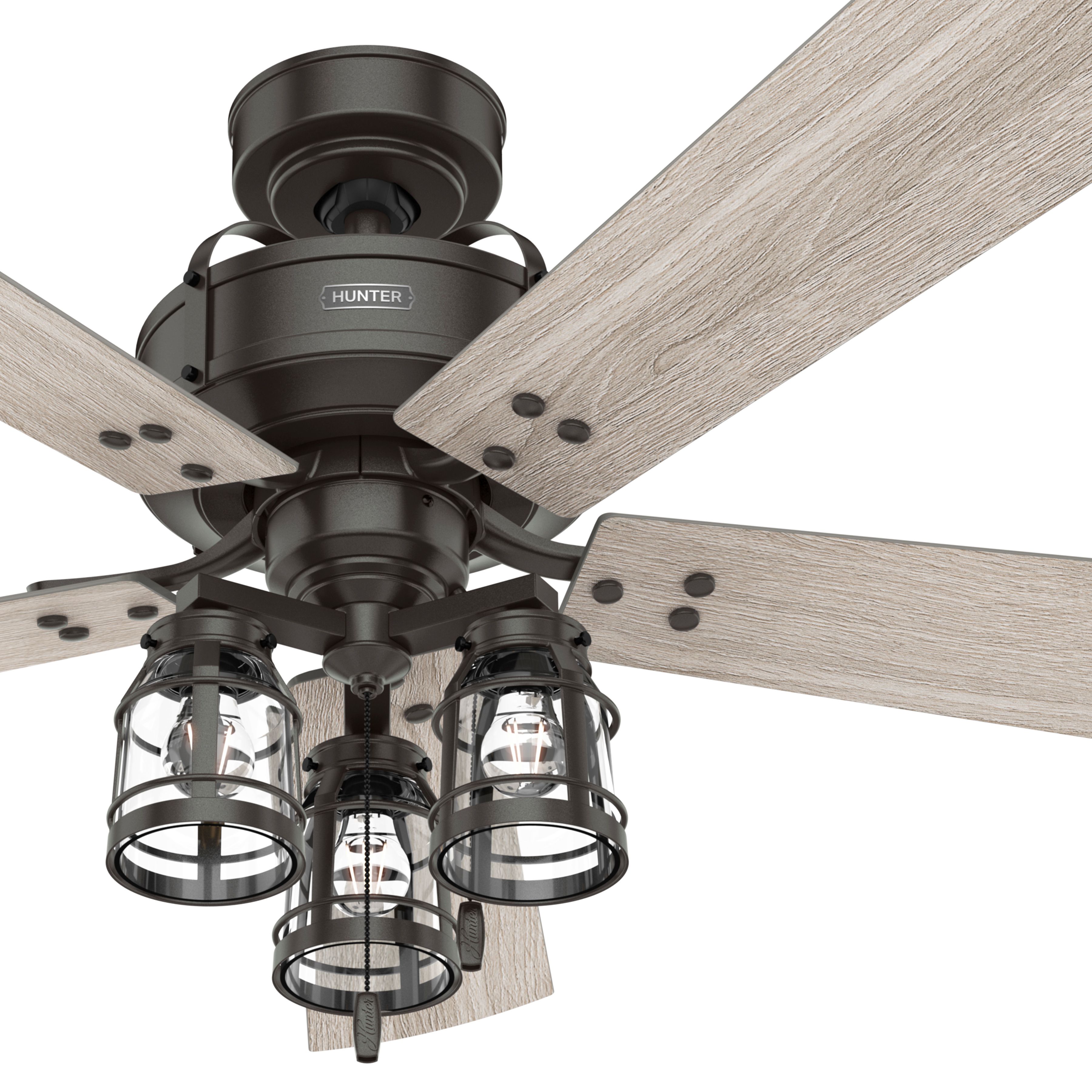 Hunter Fan 52 inch Casual Noble Bronze Indoor Ceiling Fan with LED Light Kit and Pull Chain (Certified Refurbished)