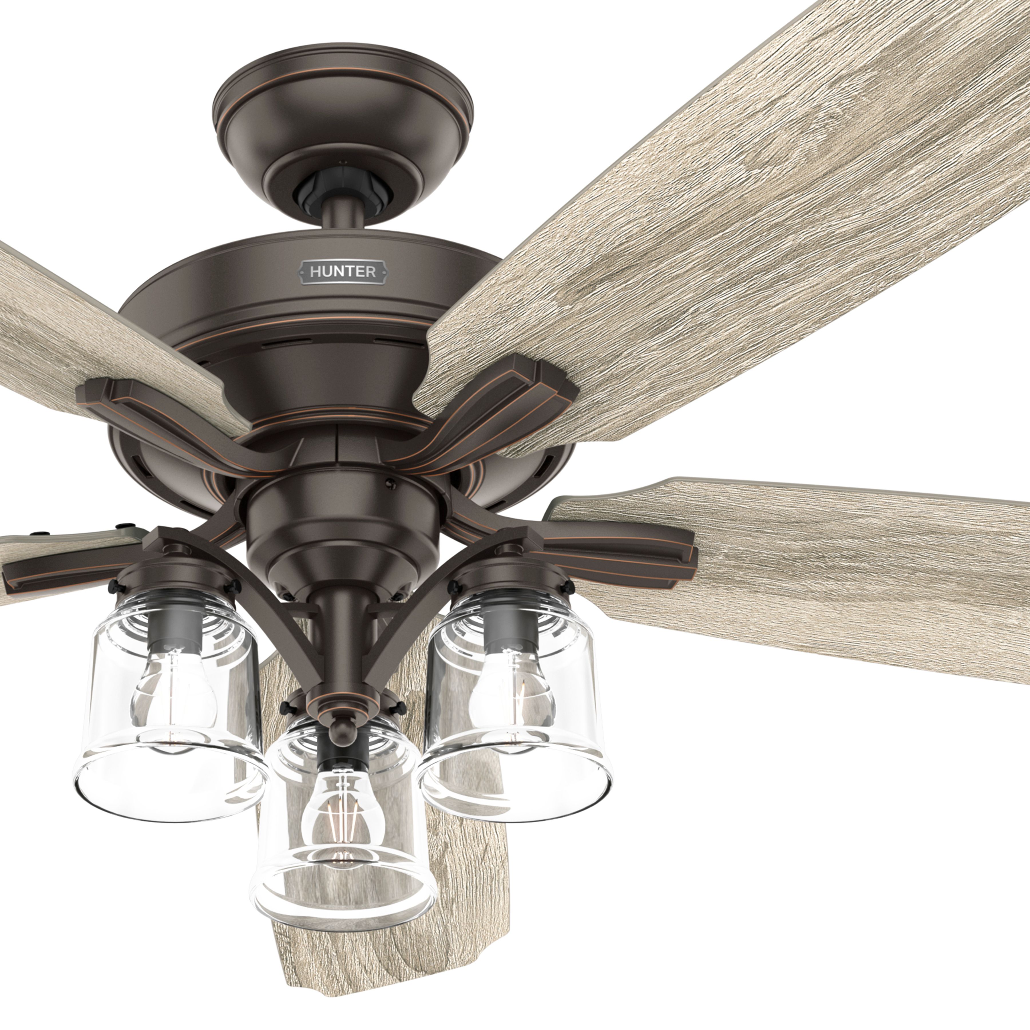 Hunter Fan 60 inch Traditional Onyx Bengal Indoor Ceiling Fan with LED Light Kit and Pull Chain (Certified Refurbished)