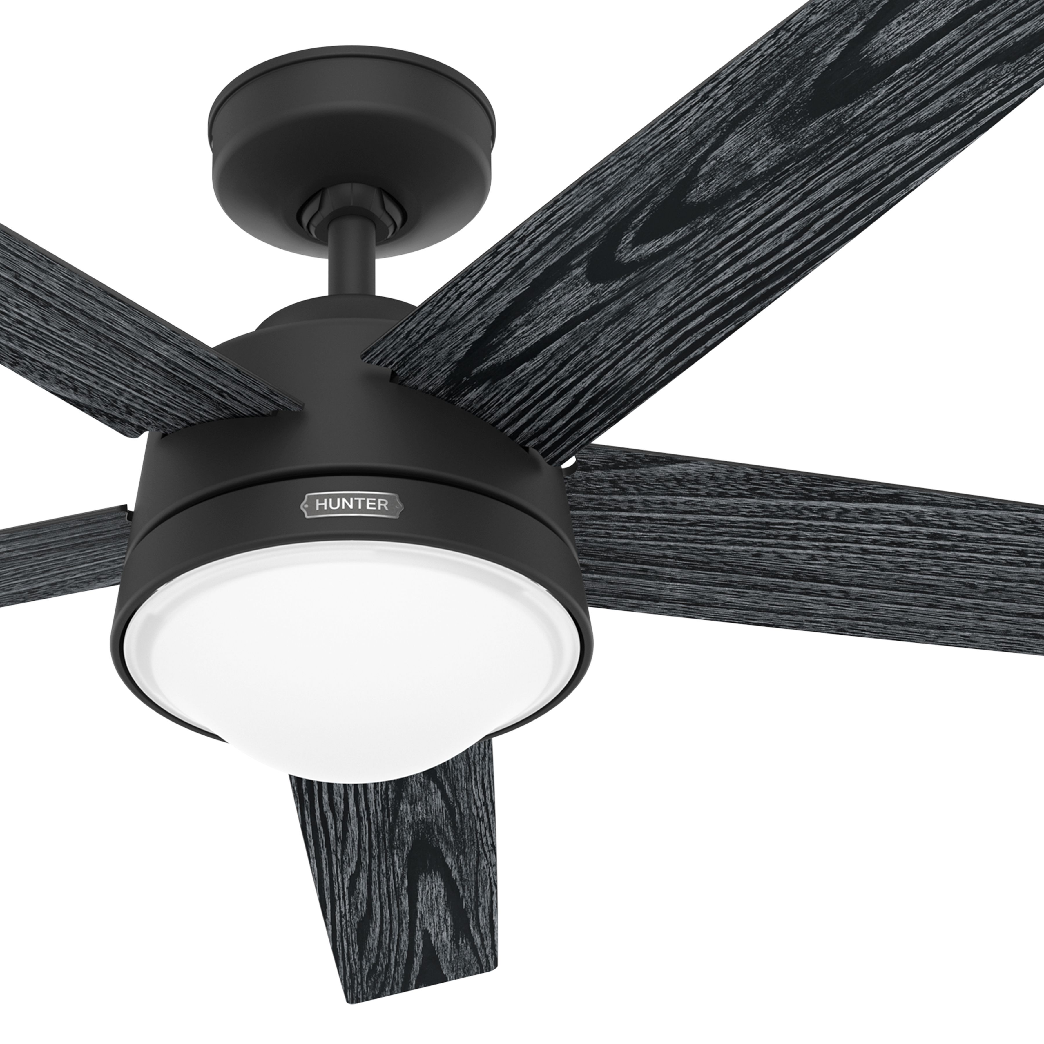 Hunter Fan 52 inch Casual Matte Black Indoor Ceiling Fan with LED Light Kit and Remote Control (Certified Refurbished)