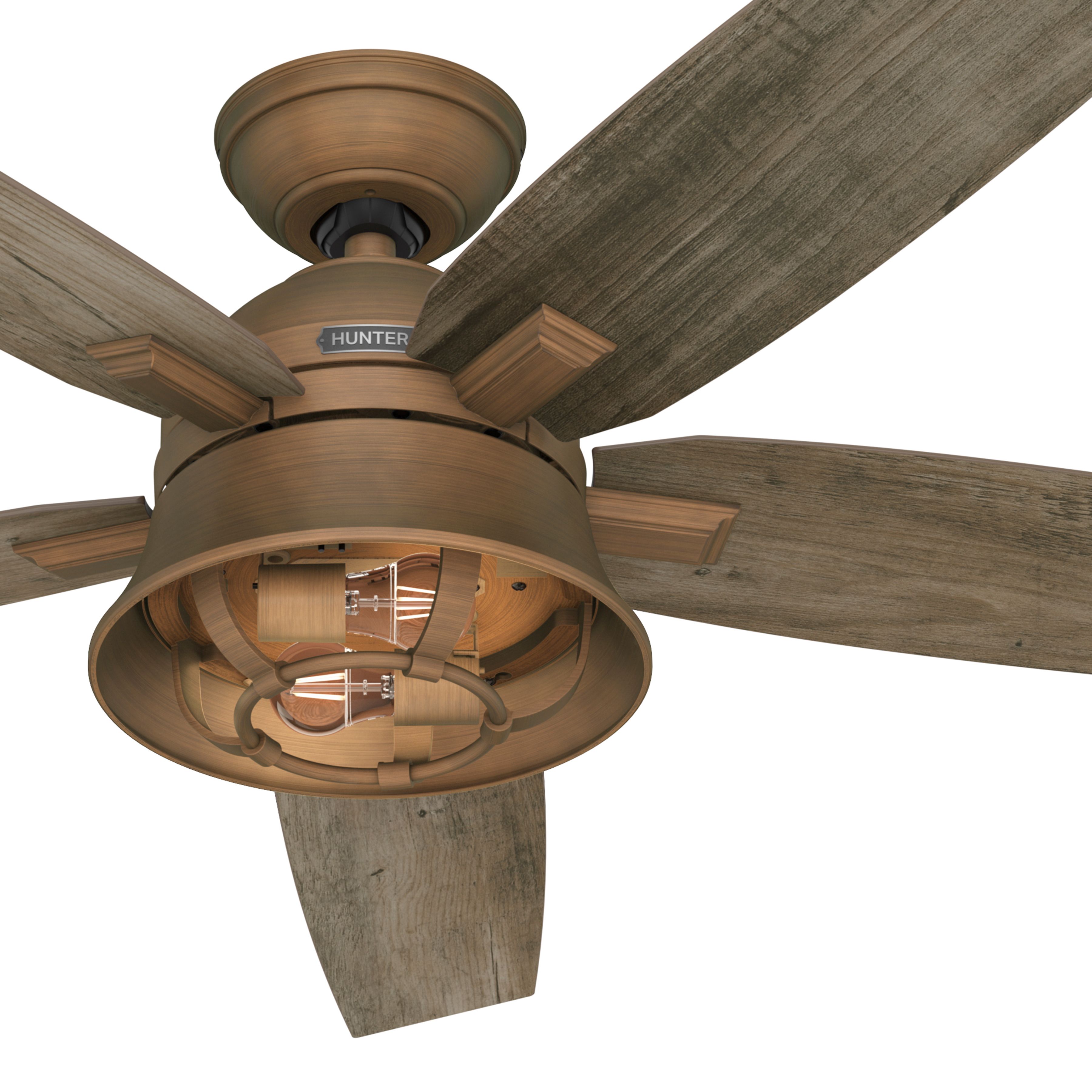 Hunter Fan 52 inch Casual Weathered Copper Indoor Ceiling Fan with LED Light Kit and Remote Control (Certified Refurbished)