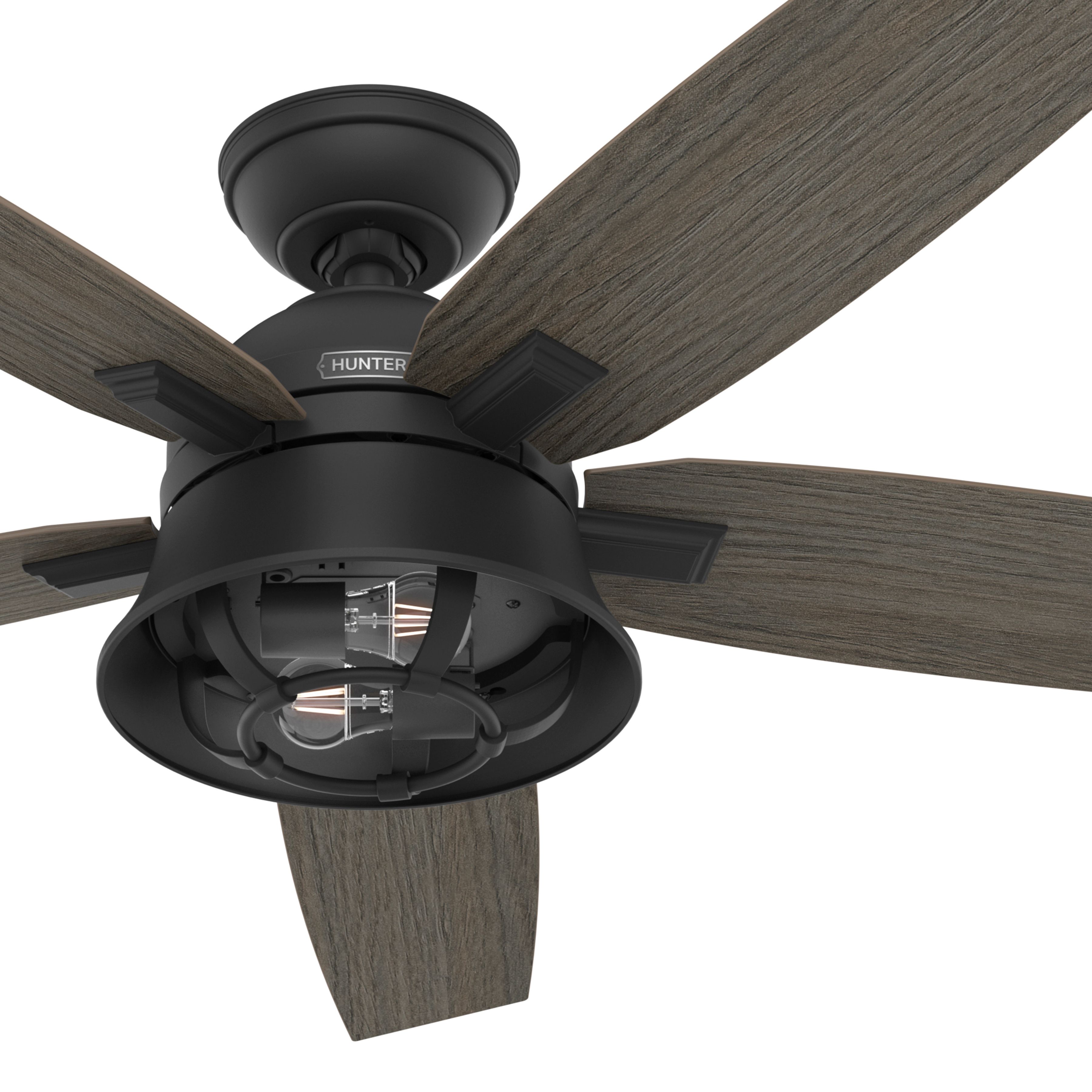 Hunter Fan 52 inch Indoor Casual Matte Black Ceiling Fan with LED Light Kit and Remote Control (Certified Refurbished)