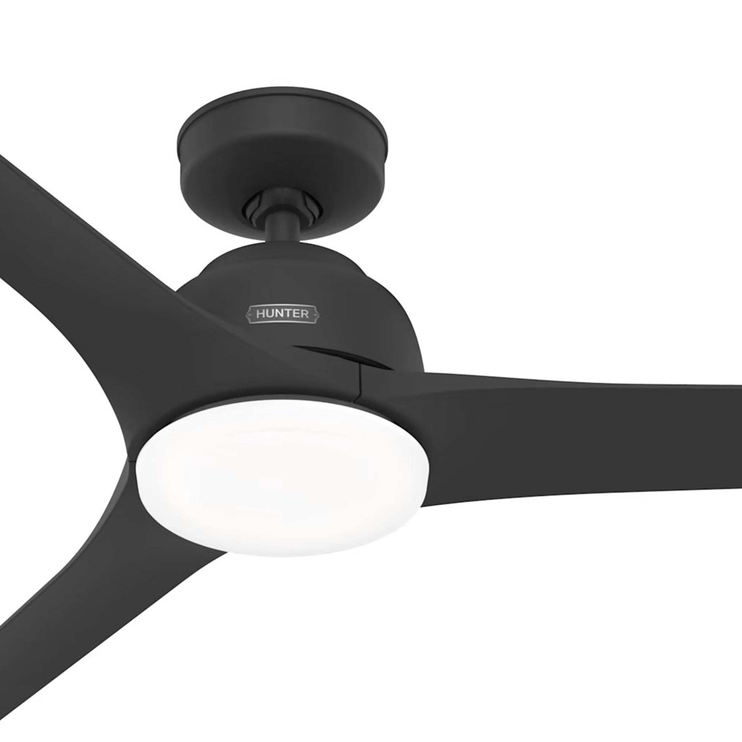 Hunter Fan 52 inch Casual Matte Black Outdoor Ceiling Fan with LED Light Kit and 3 Blades (Certified Refurbished)