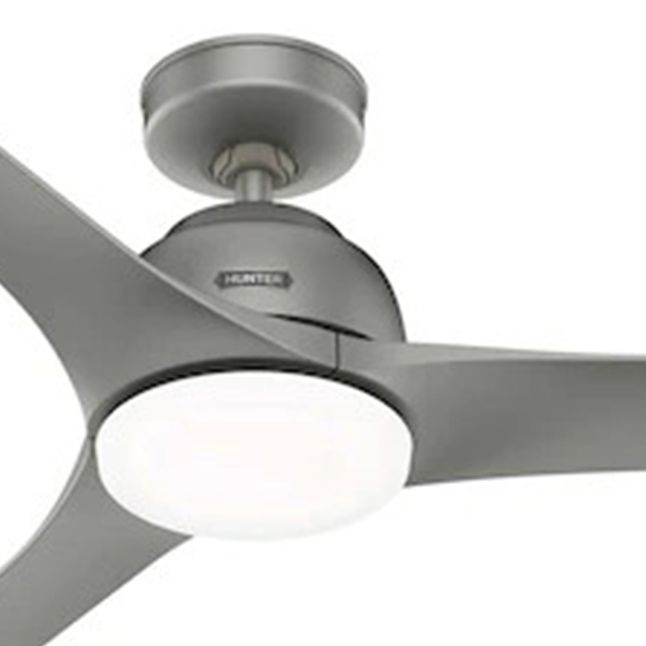 Hunter Fan 52 inch Outdoor Casual Matte Silver Ceiling Fan with LED Light Kit and 3 Blades (Certified Refurbished)