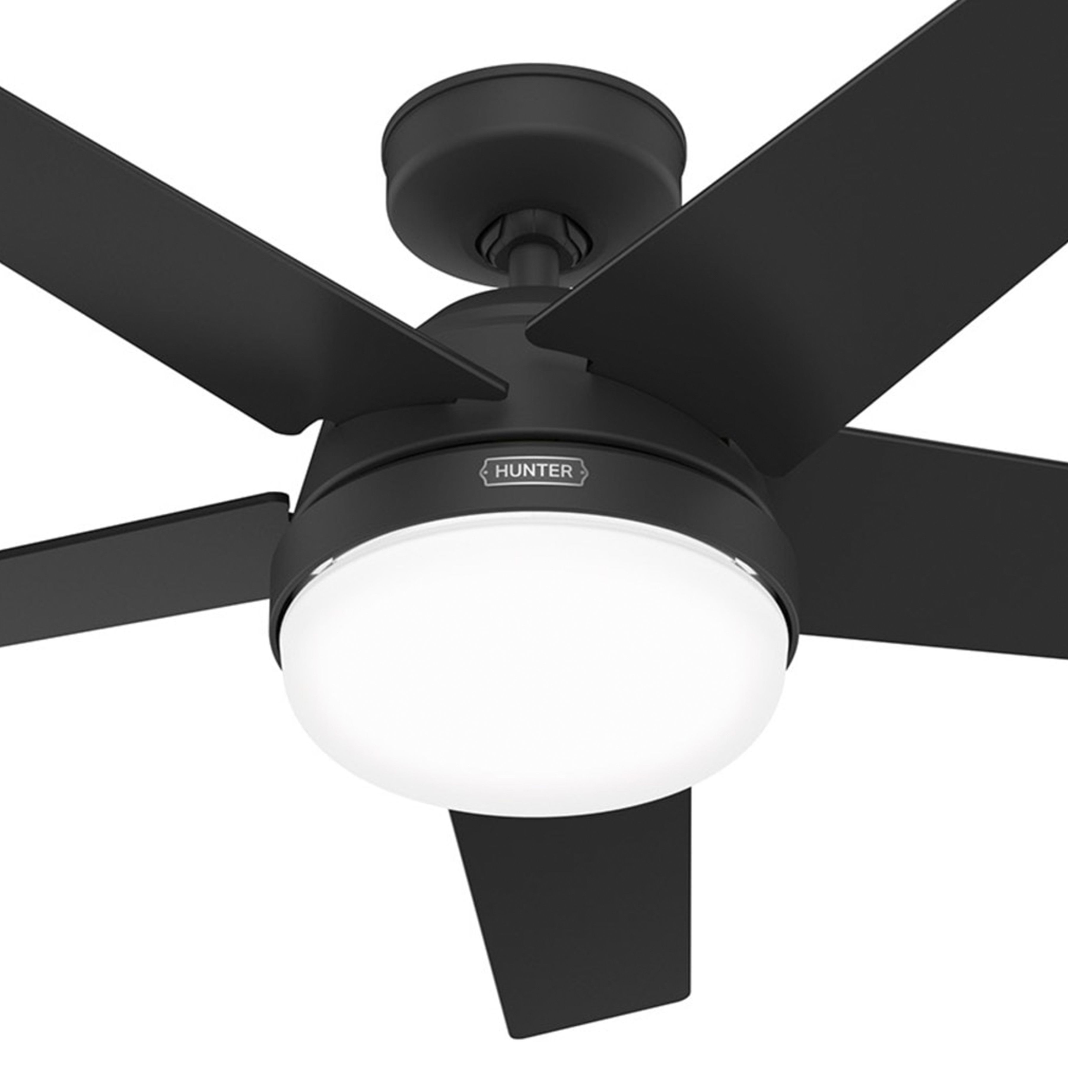 Hunter Fan 52 inch Matte Black Indoor / Outdoor Ceiling Fan with Light for Bedroom, Living Room, Office, Basement, Kitchen, Patio (Certified Refurbished)