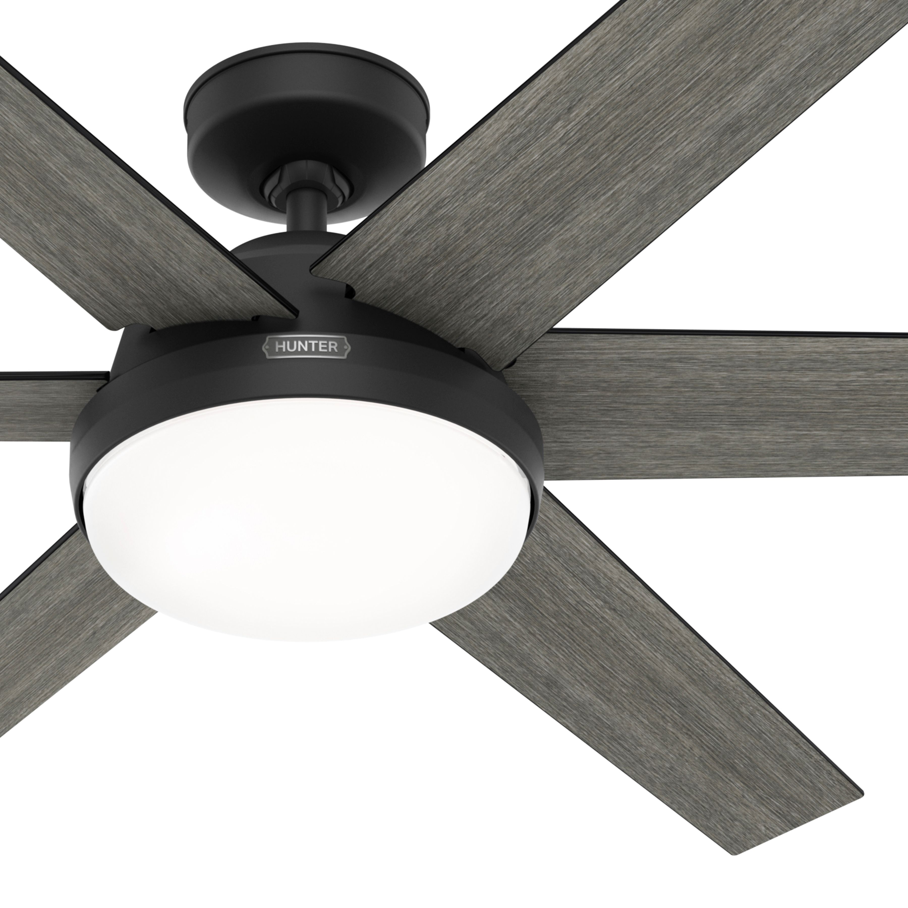 Hunter Fan 60 inch Casual Matte Black Indoor Ceiling Fan with LED Light Kit and Remote Control (Certified Refurbished)