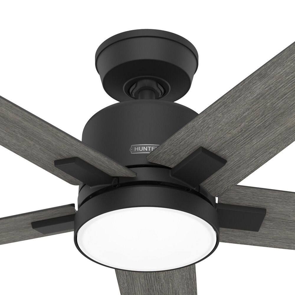 Hunter Fan 52 inch Casual Matte Black Indoor Ceiling Fan with Light and Remote Control (Certified Refurbished)