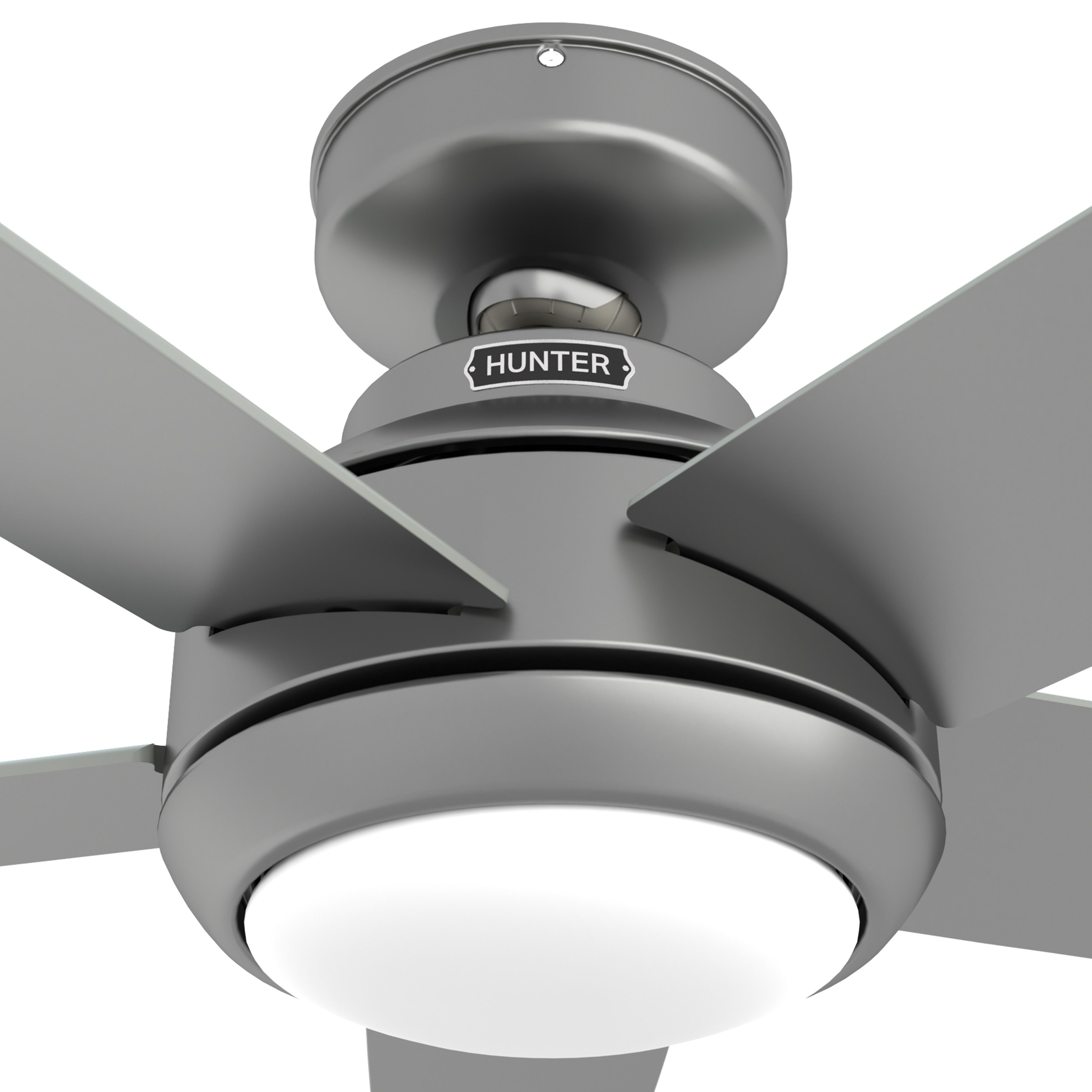 Hunter Fan 52 inch Casual Matte Silver Ceiling Fan with Light Kit and Remote Control (Certified Refurbished)