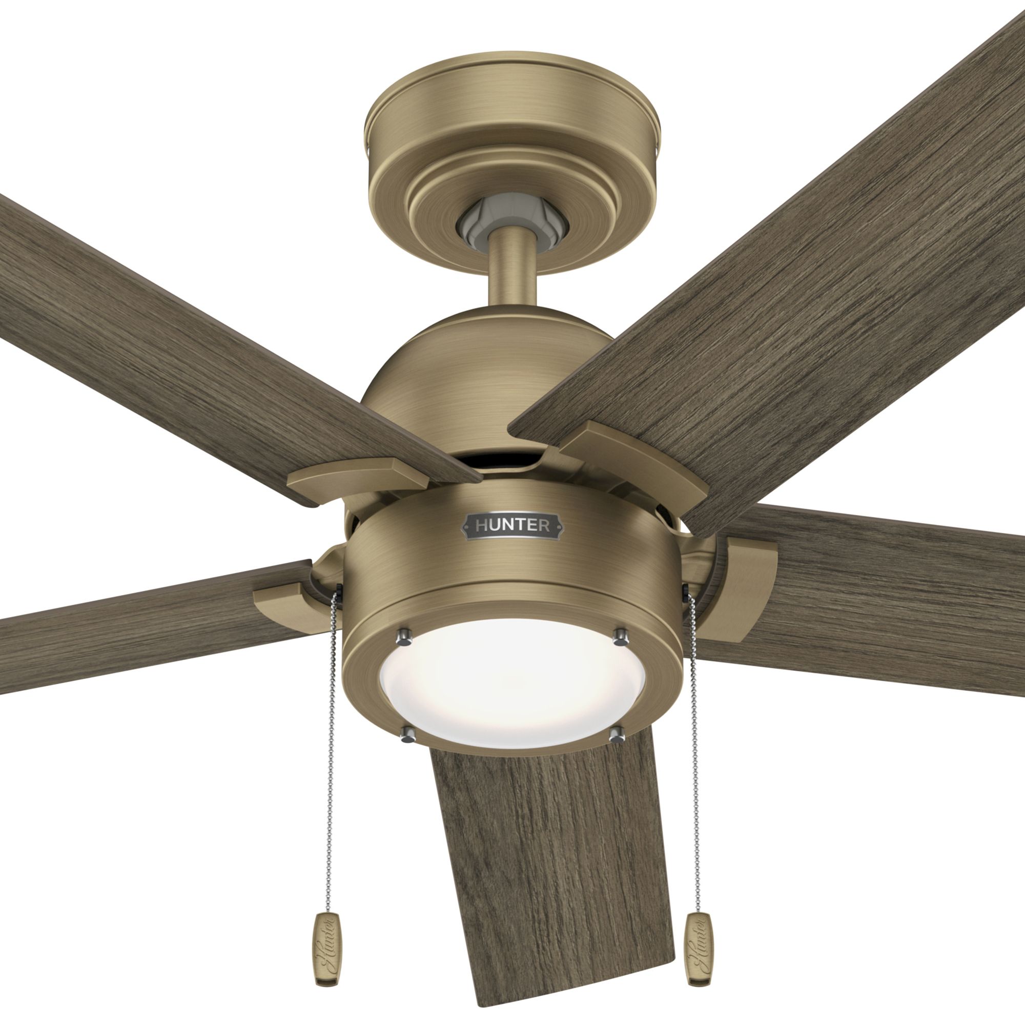 Hunter Fan 44 inch Casual Burnished Brass Indoor Ceiling Fan with LED Light Kit and Pull Chain (Certified Refurbished)
