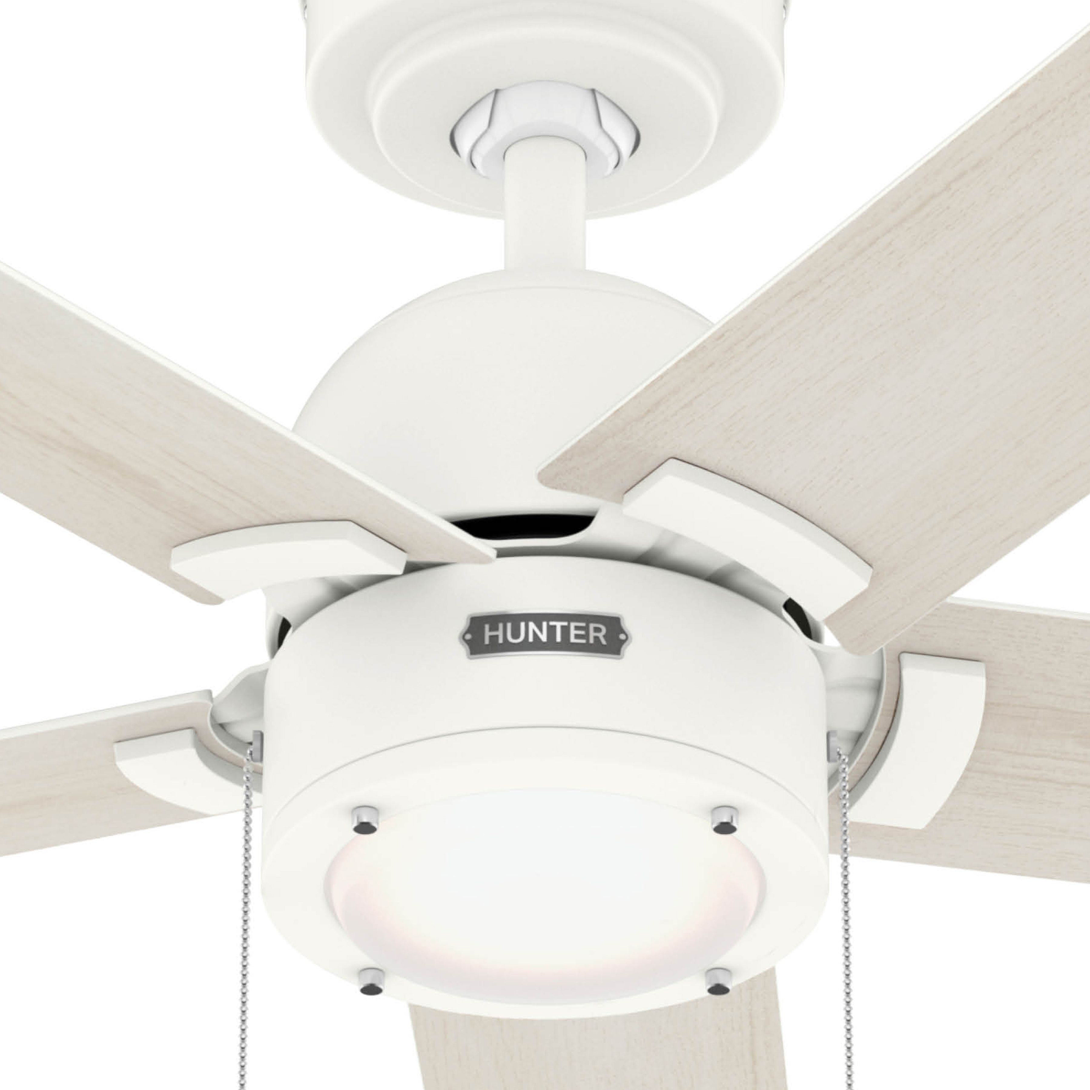 Hunter Fan 44 inch Matte White Indoor Ceiling Fan with Light and Pull Chain for Bedroom, Living Room, Office, Basement, Kitchen (Certified Refurbished)