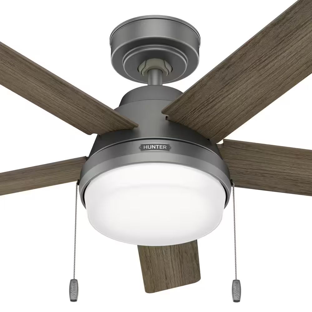 Hunter Fan 44 inch Indoor Casual Matte Silver Ceiling Fan with LED Light Kit and Pull Chain (Certified Refurbished)