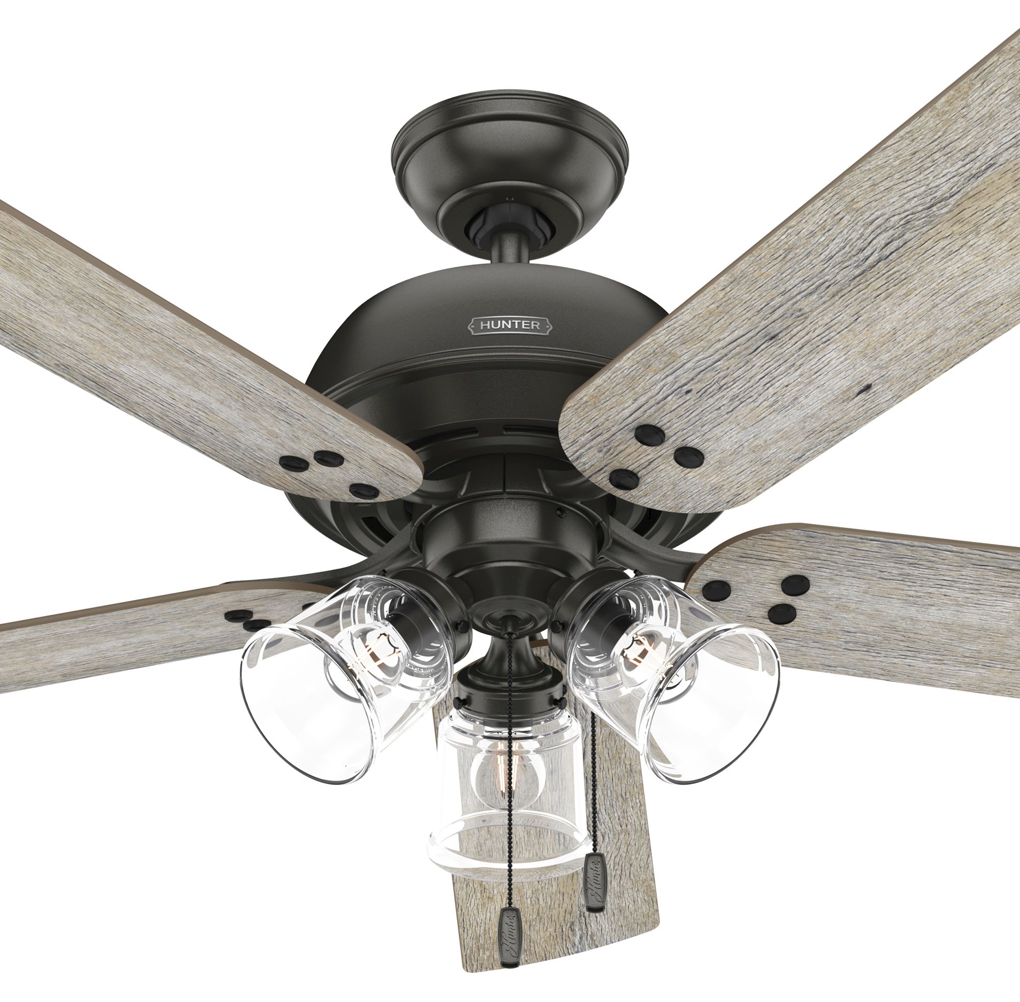 Hunter Fan 52 inch Traditional Noble Bronze Indoor Ceiling Fan with LED Light Kit and Pull Chain (Certified Refurbished)