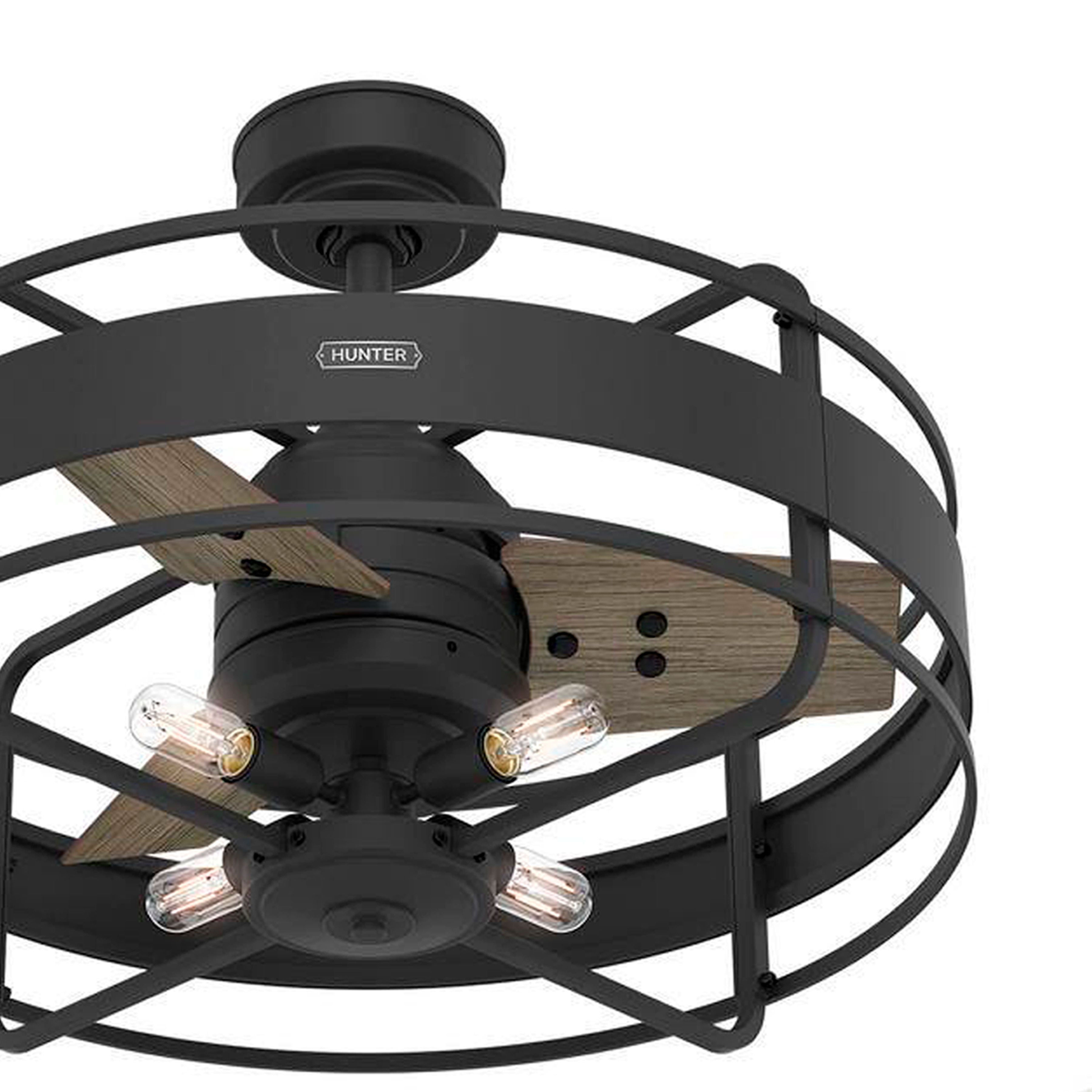 Hunter Fan 27 inch Casual Matte Black Indoor Ceiling Fan with LED Light Kit and Remote Control (Certified Refurbished)