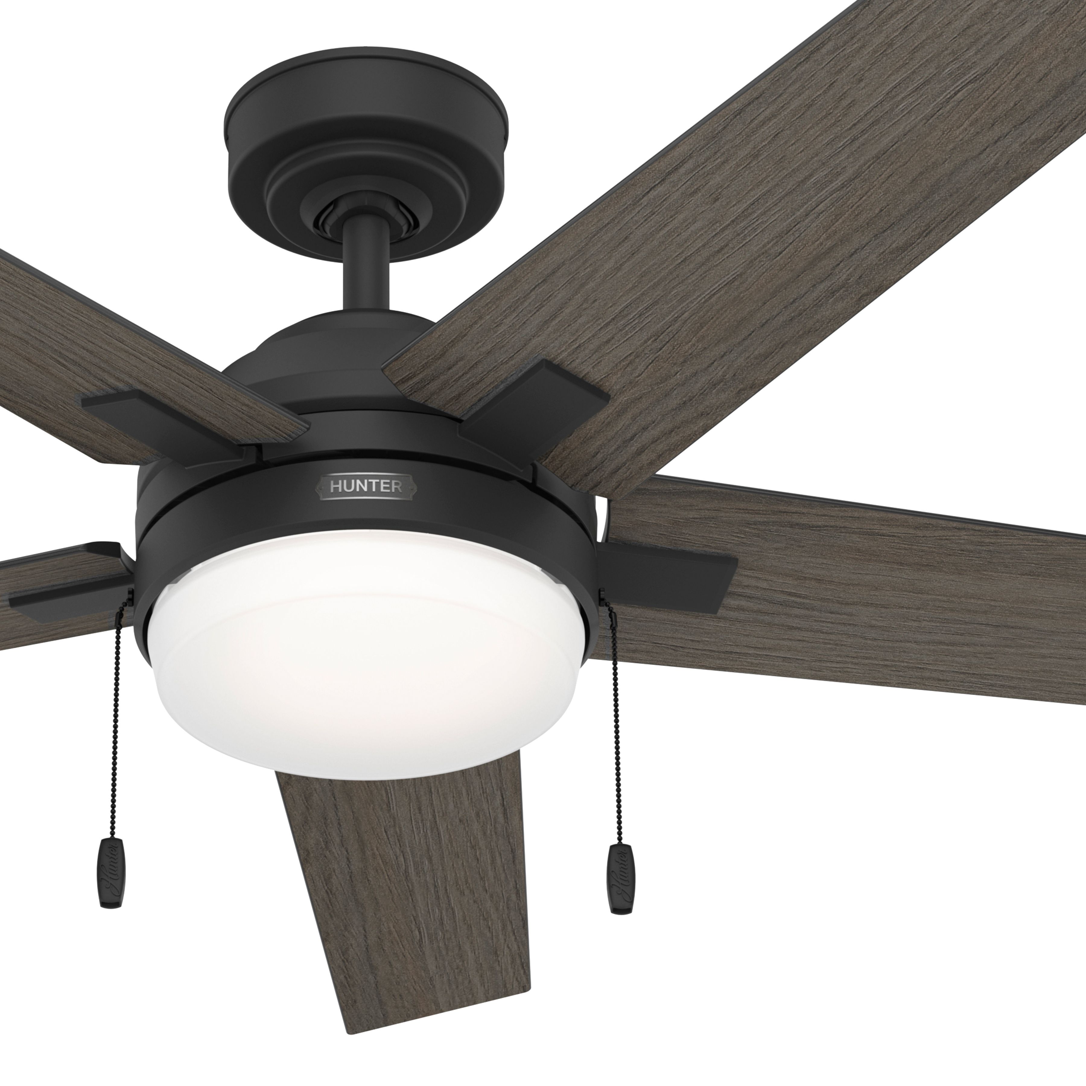 Hunter Fan 52 inch Casual Matte Black Indoor Ceiling Fan with LED Light Kit and Pull Chain (Certified Refurbished)